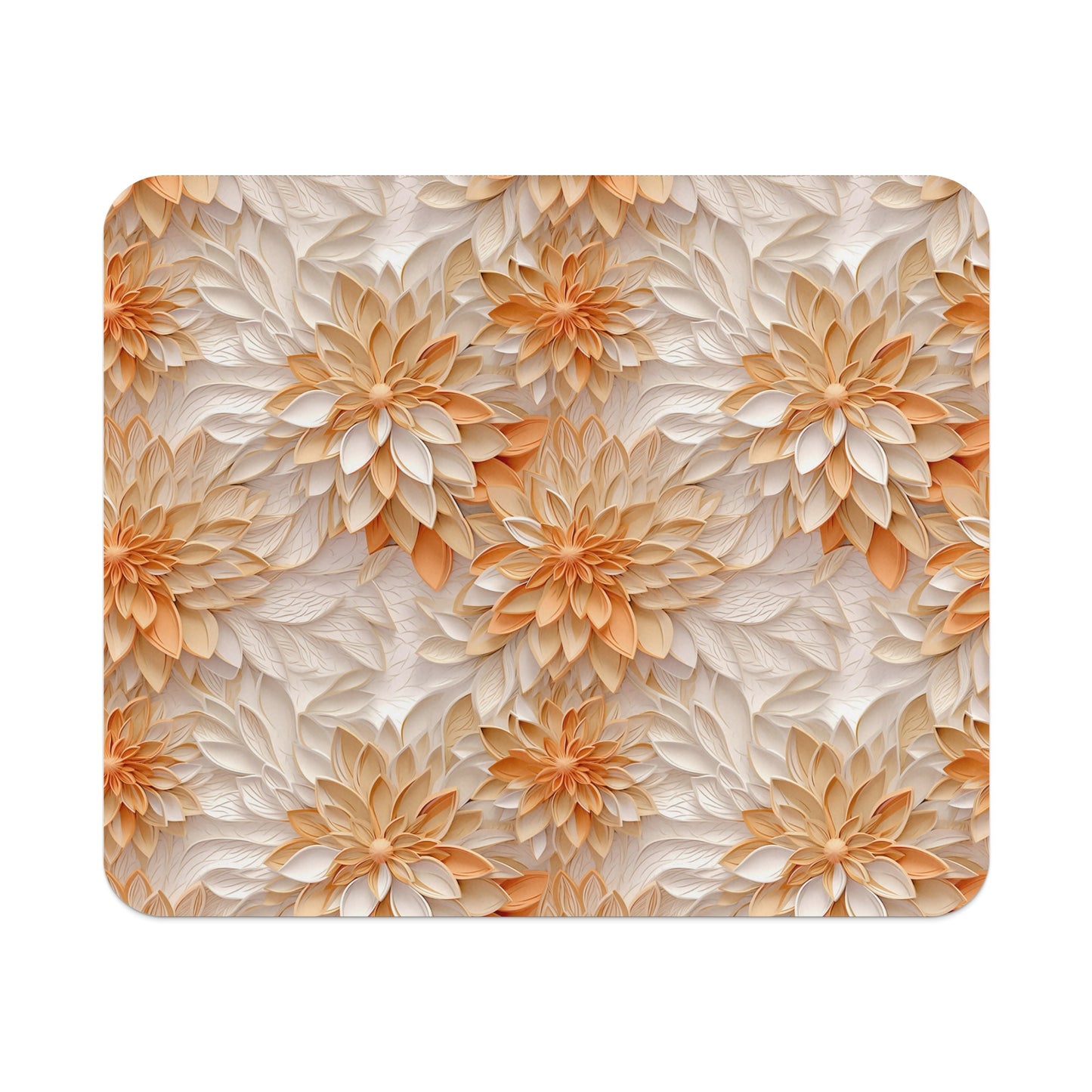 Floral Pattern Beige and Orange Mousepad