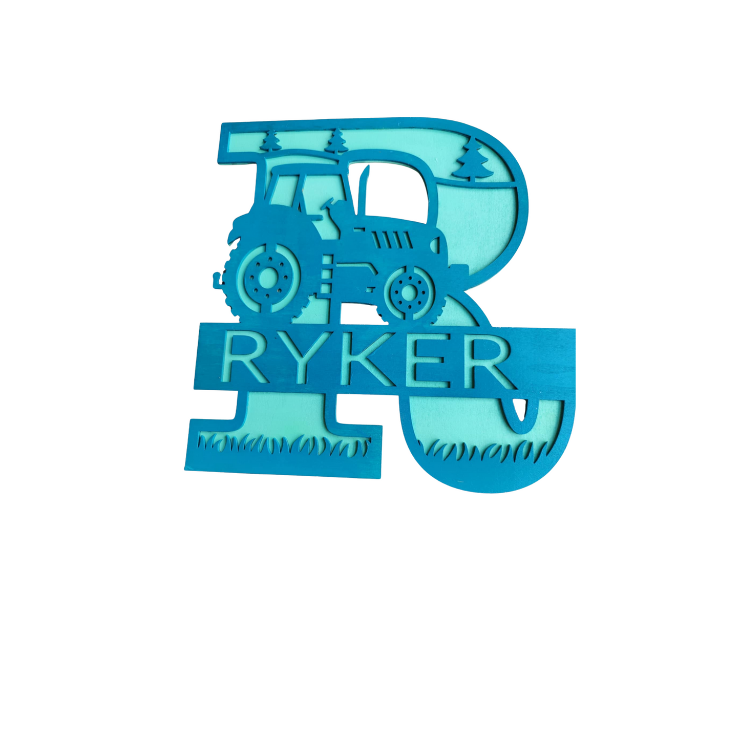 Kids room sign Farm Tractor Monogram