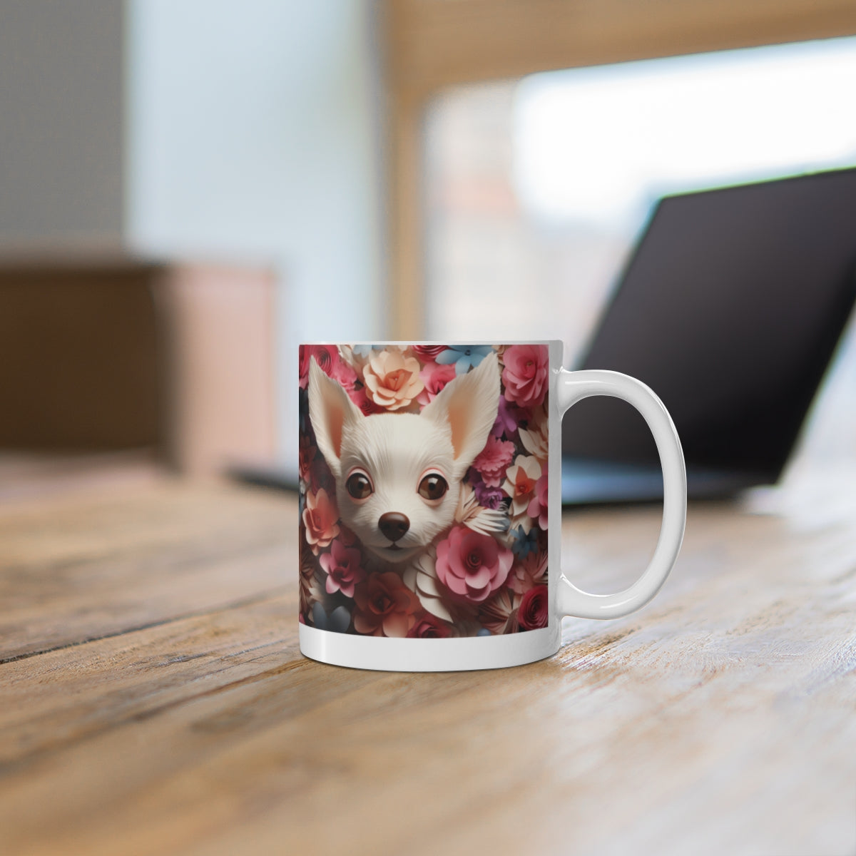 Floral Chihuahua Design Coffee Mug Perfect Gift