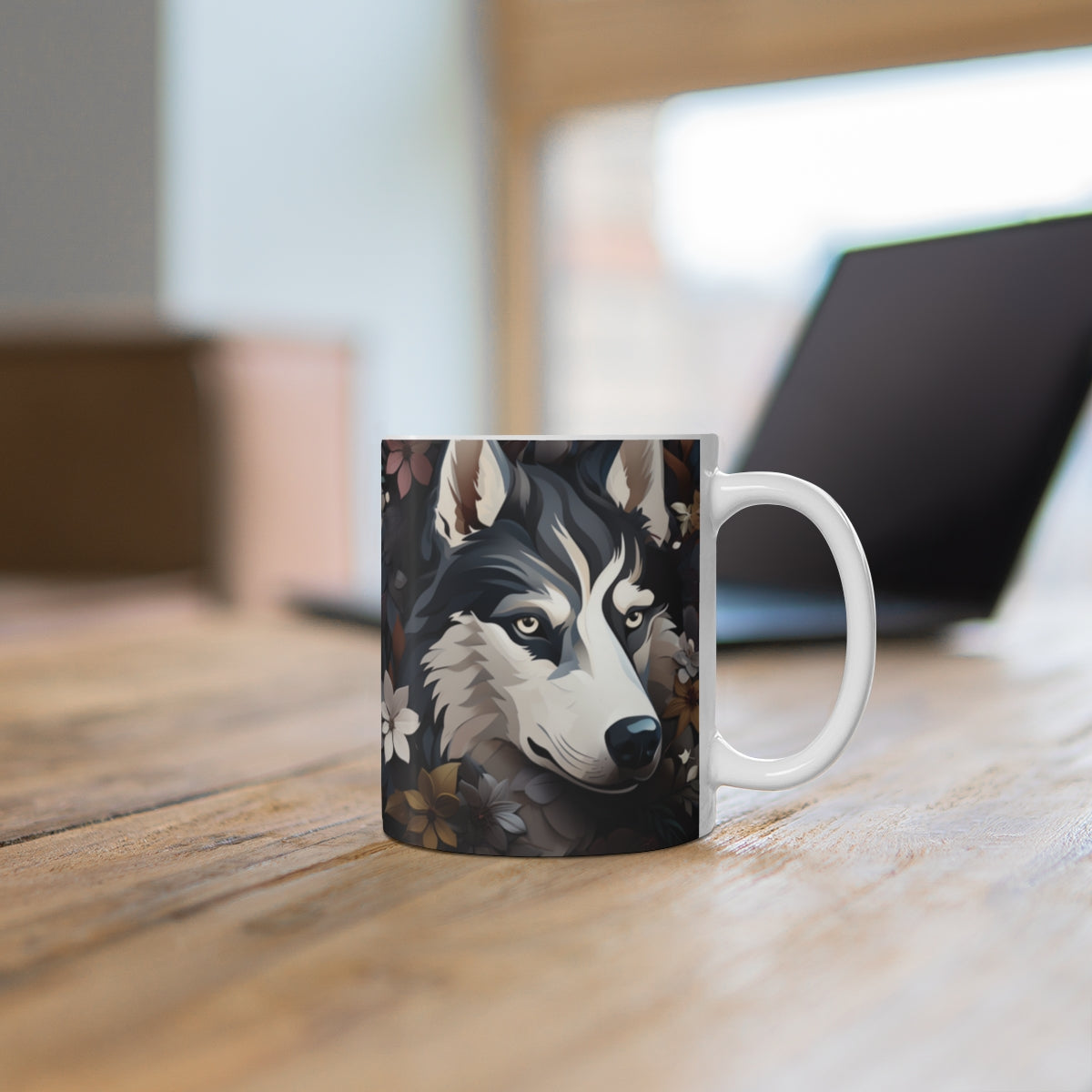 Majestic Wolf Art Print Coffee Mug for Nature Lovers