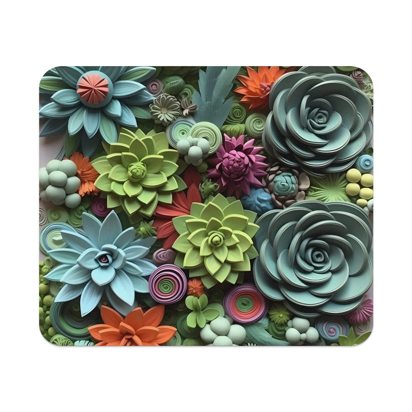 Colorful Succulent Pattern Design Mouse Pad