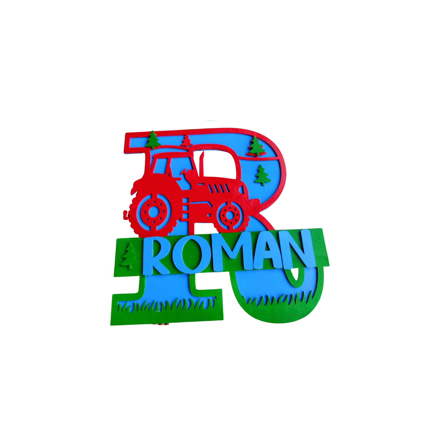 Kids room sign Farm Tractor Monogram