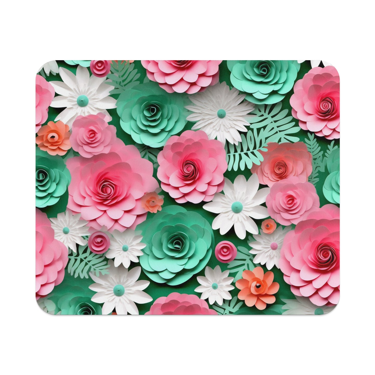 Colorful Floral Patterned Artwork with Green Background