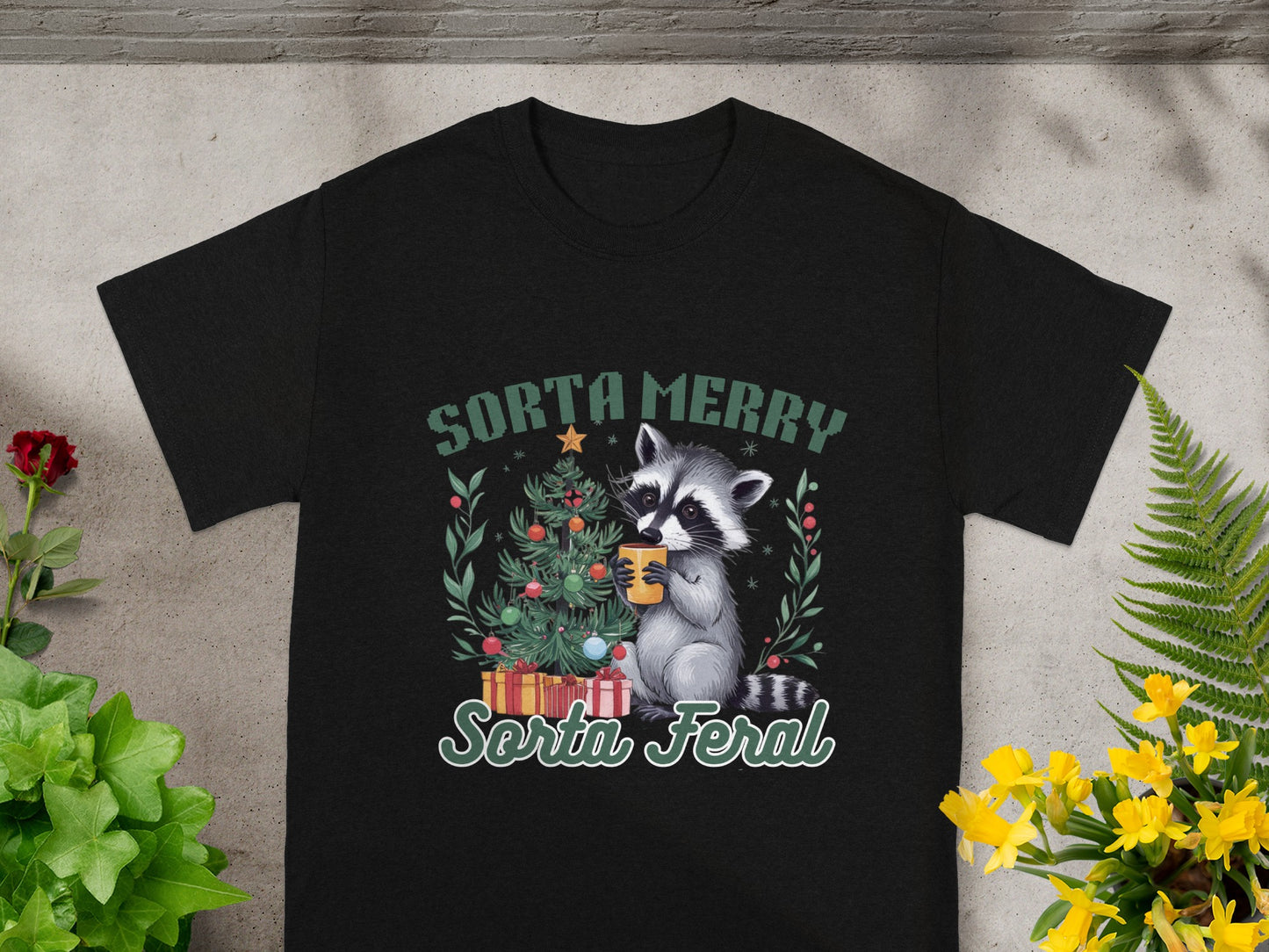 Sorta Merry Sorta Feral Christmas Raccoon Shirt