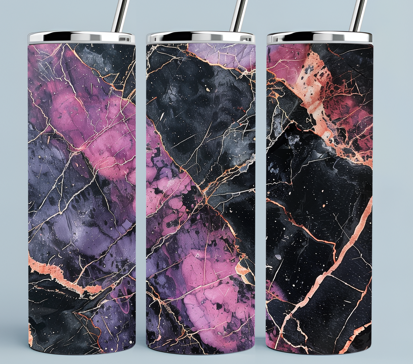Purple, Pink, Navy Gold Agate tumbler design