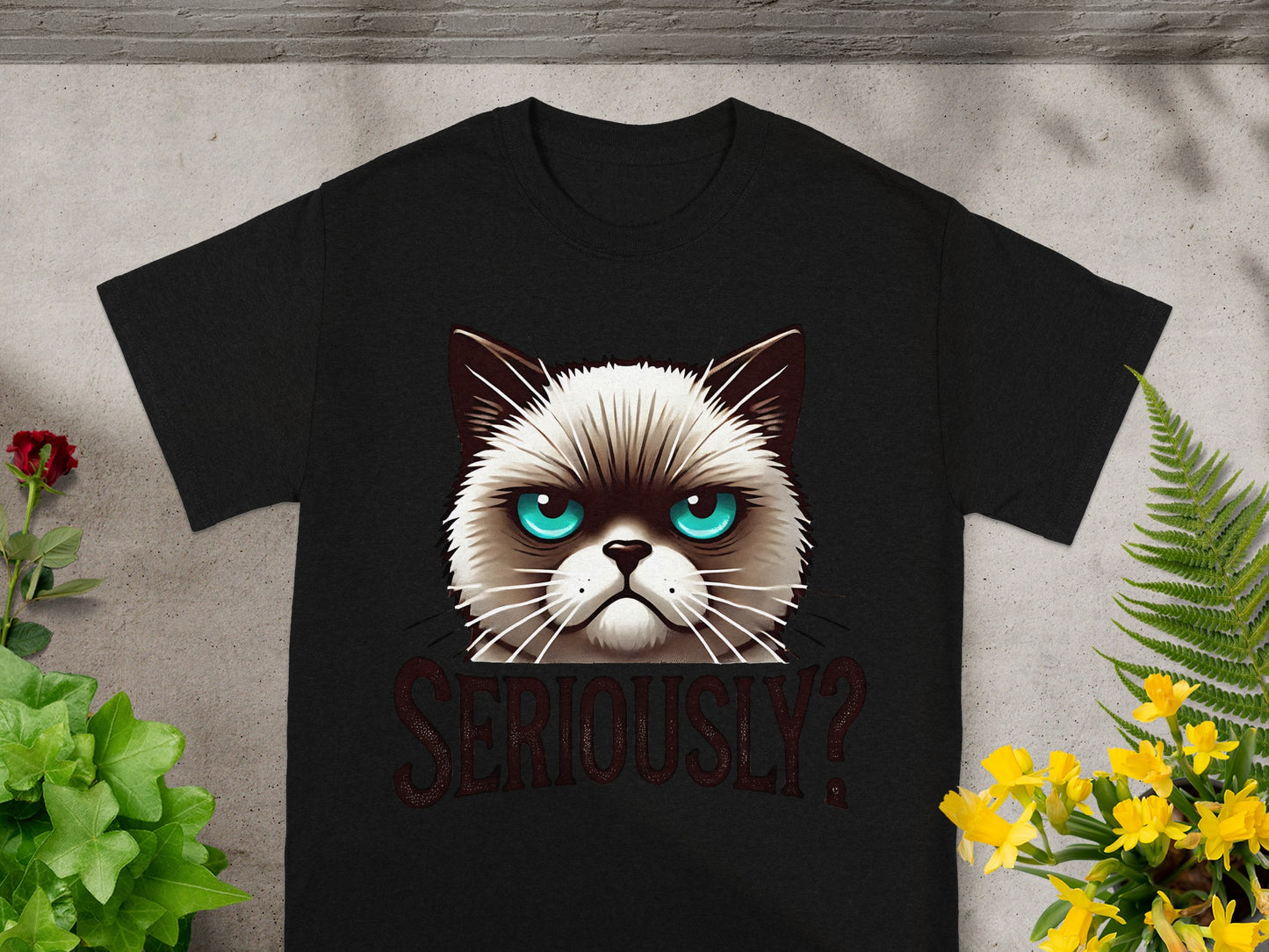 Seriously Cat Face Grumpy Graphic T-Shirt Product