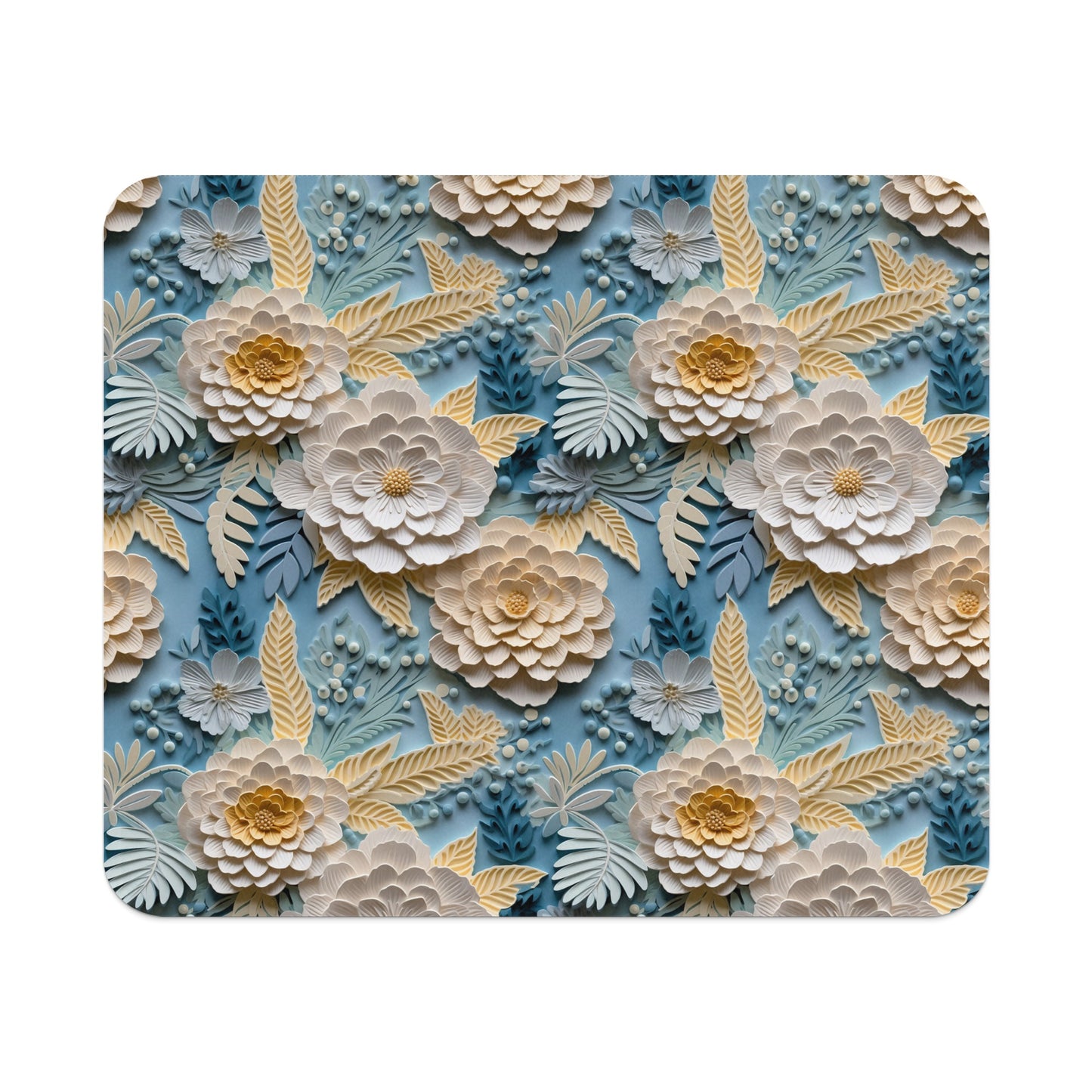 Intricate Floral Pattern with Blue Background Mousepad