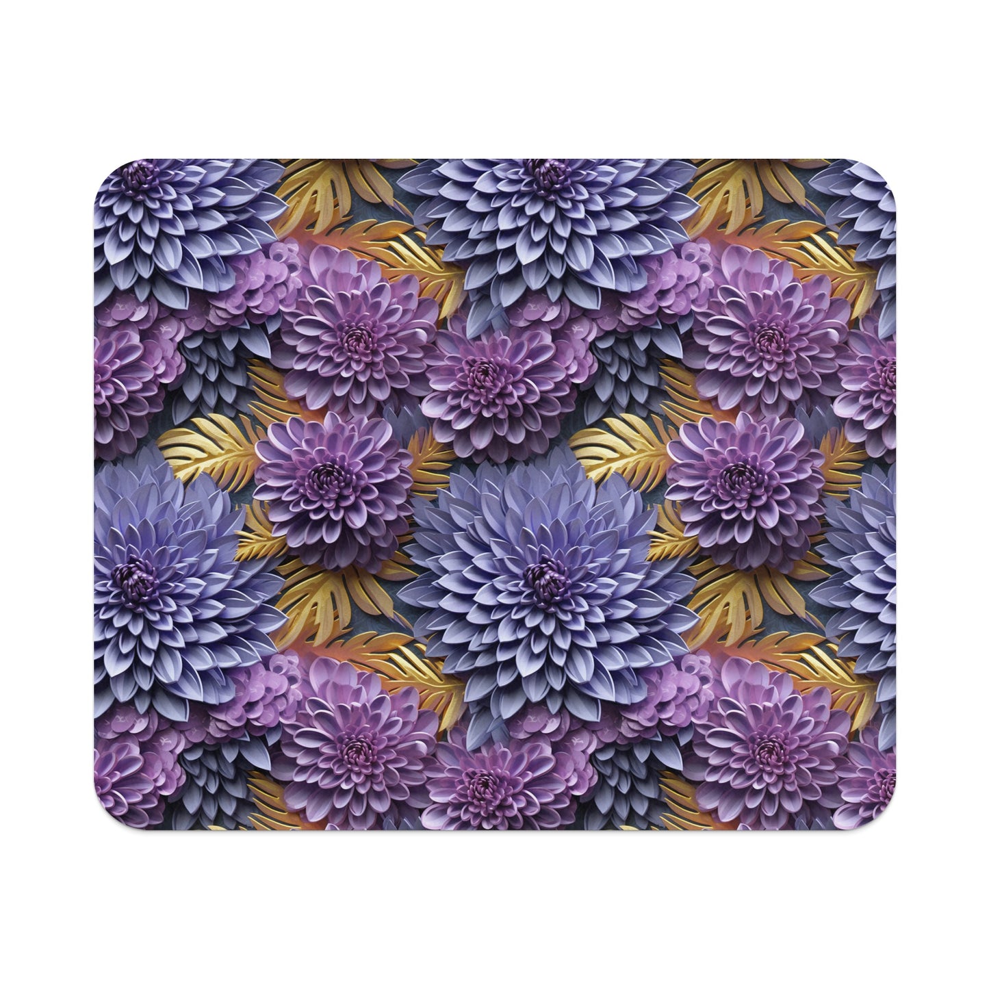 Beautiful Purple and Gold Floral Design Mouse Pad