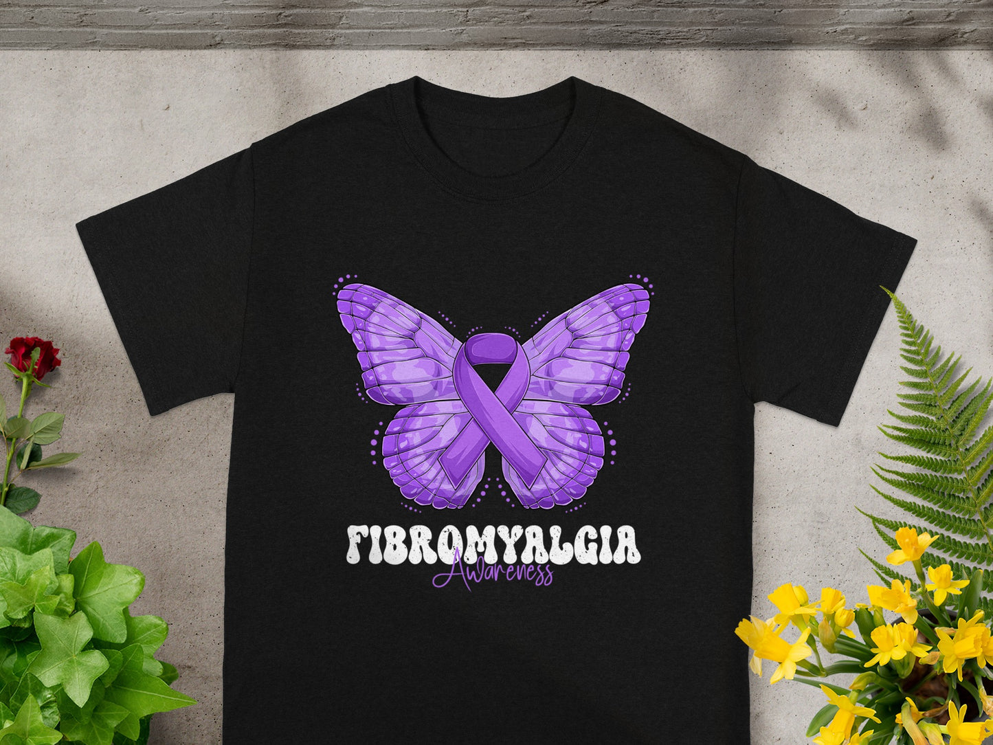 Fibromyalgia Awareness Butterfly Graphic T-Shirt