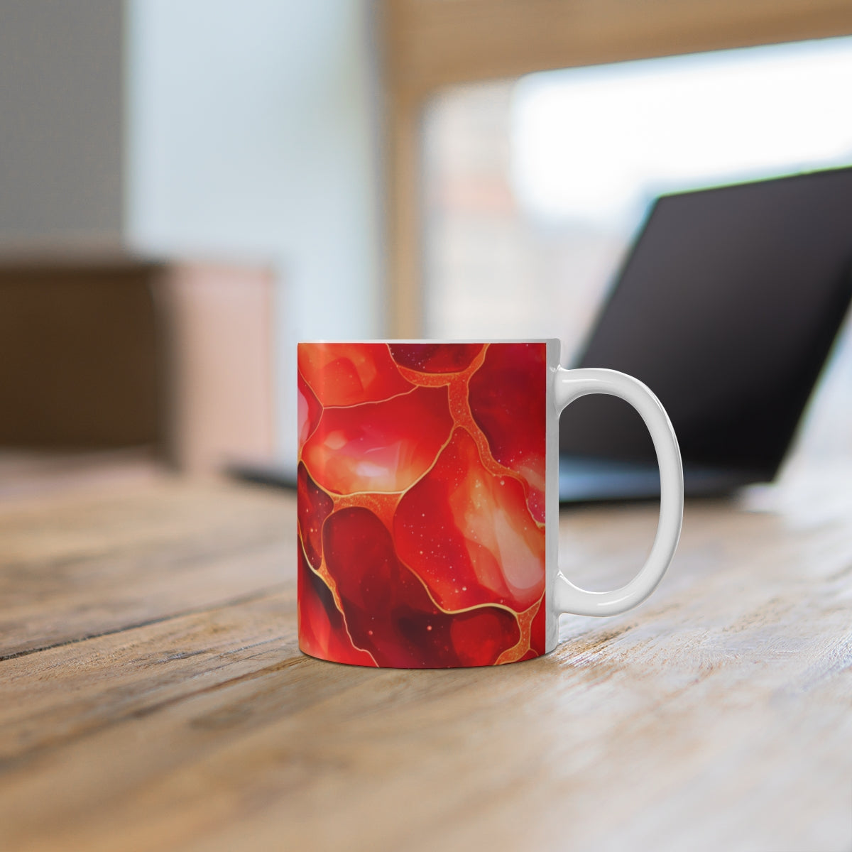 Vibrant Red Abstract Design Coffee Mug for Any Occasion