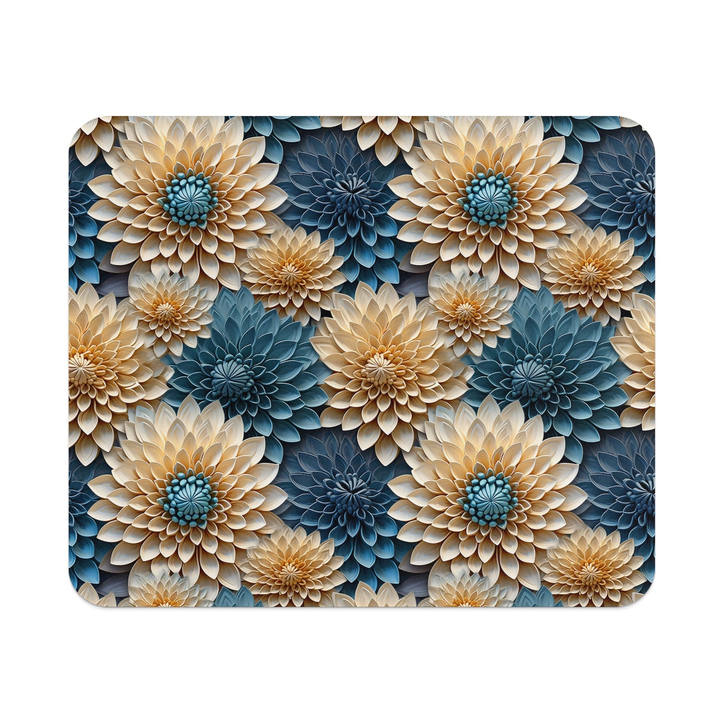 Elegant Blue and Beige Succulent Floral Design Mousepad