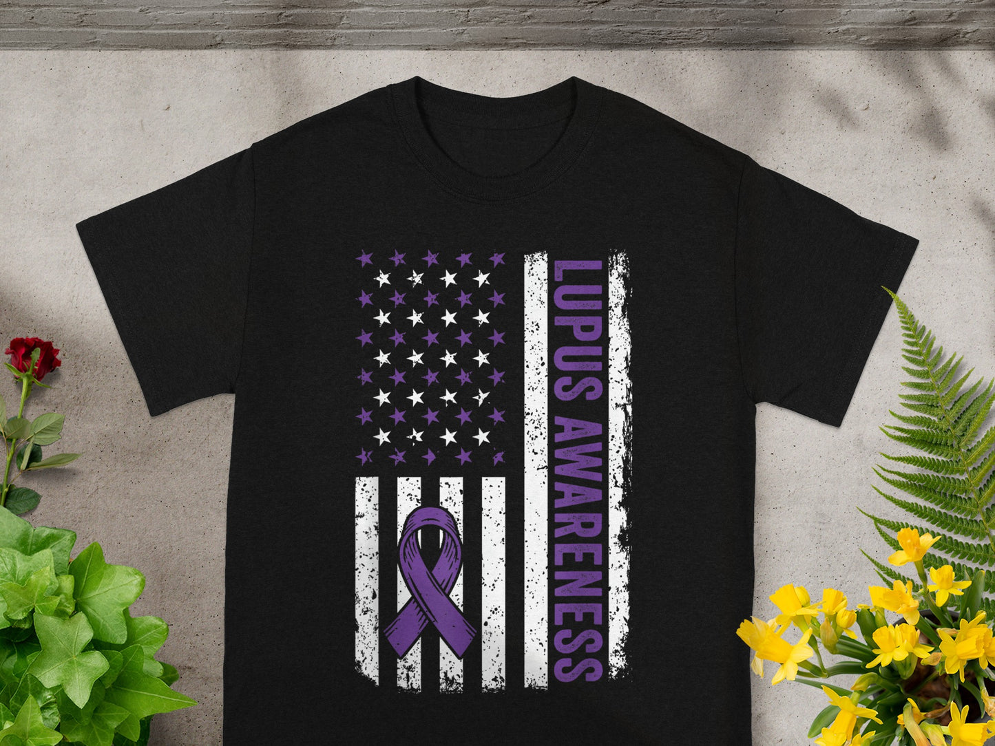 American Flag Lupus Awareness Ribbon T-Shirt