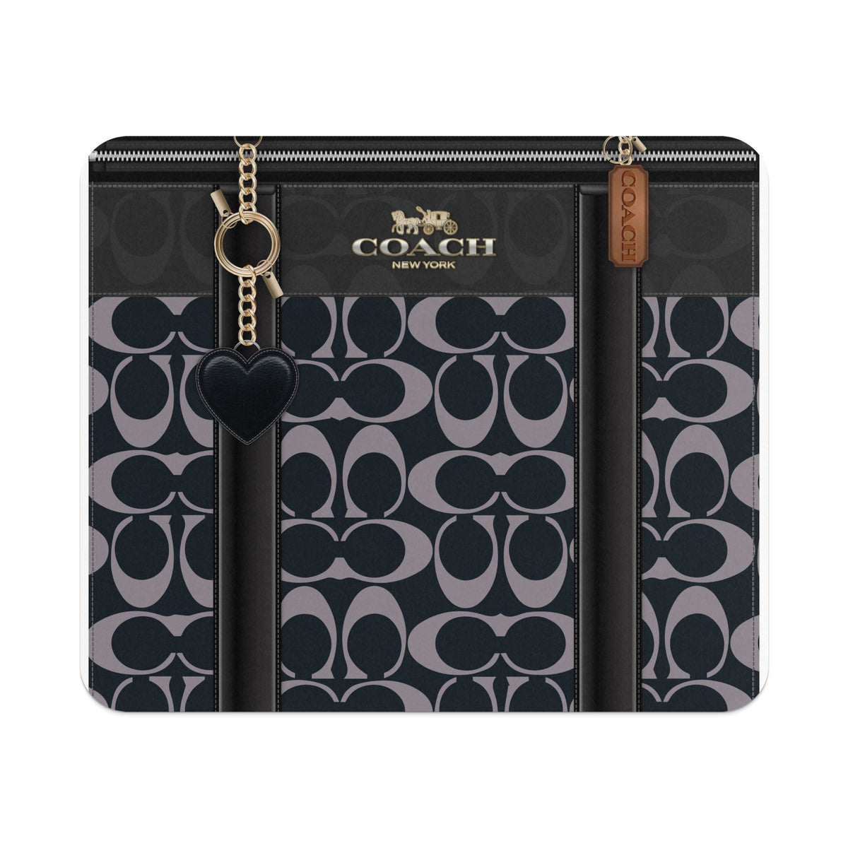 Coach canvas wallet with signature C logo and heart charm.