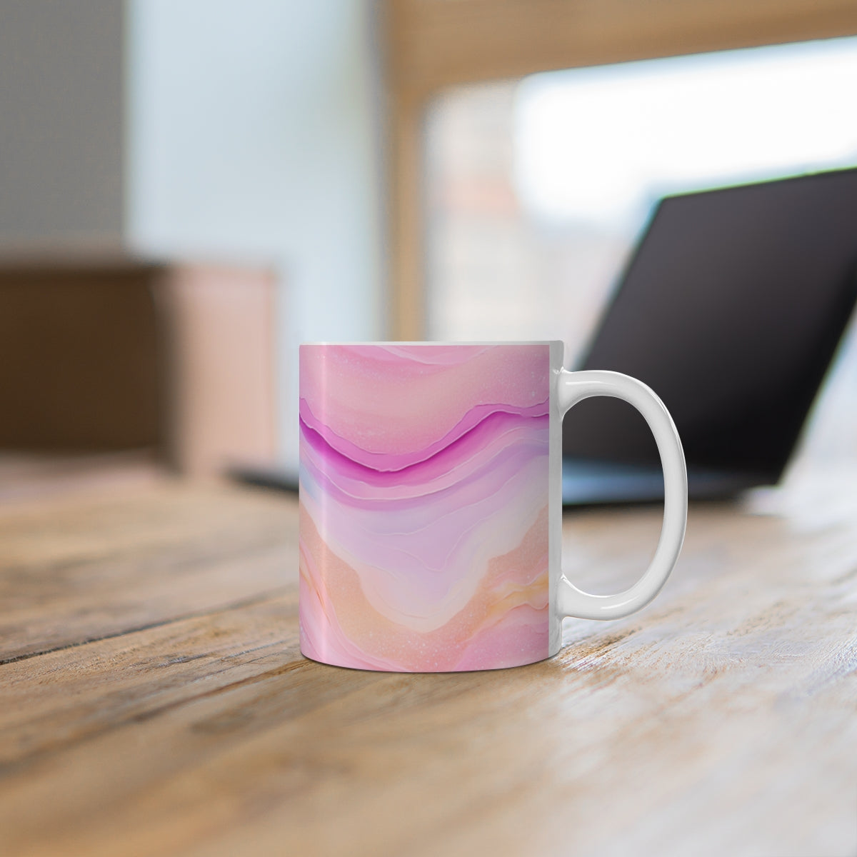 Elegant Pink and Purple Waves Design Coffee Mug