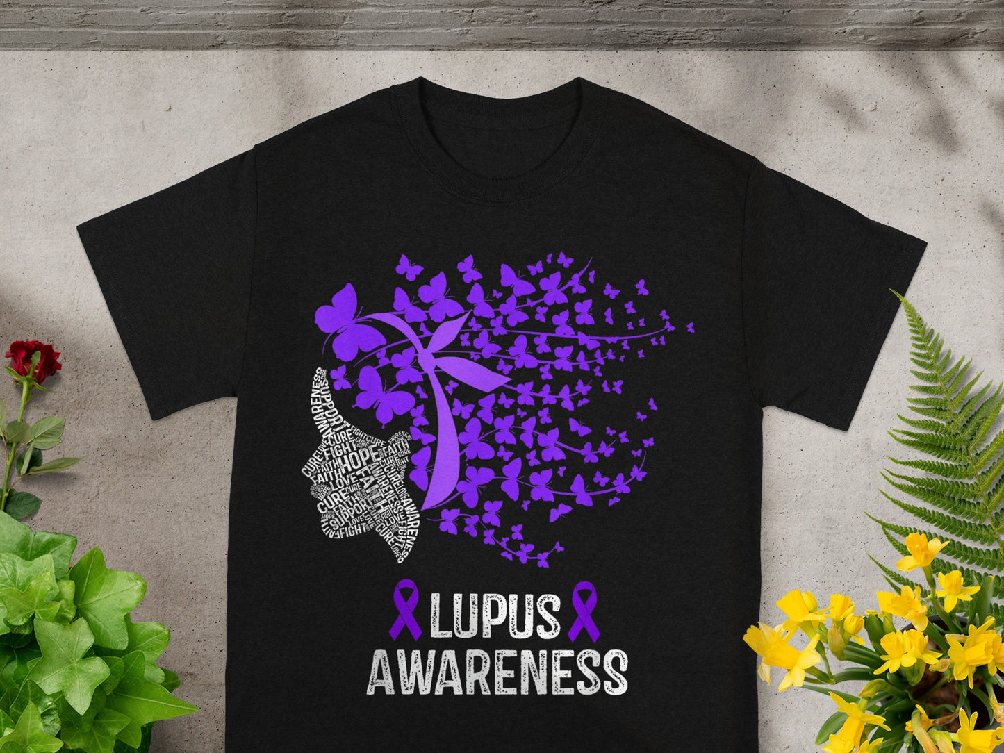 Lupus Awareness Butterfly Print Graphic T-Shirt