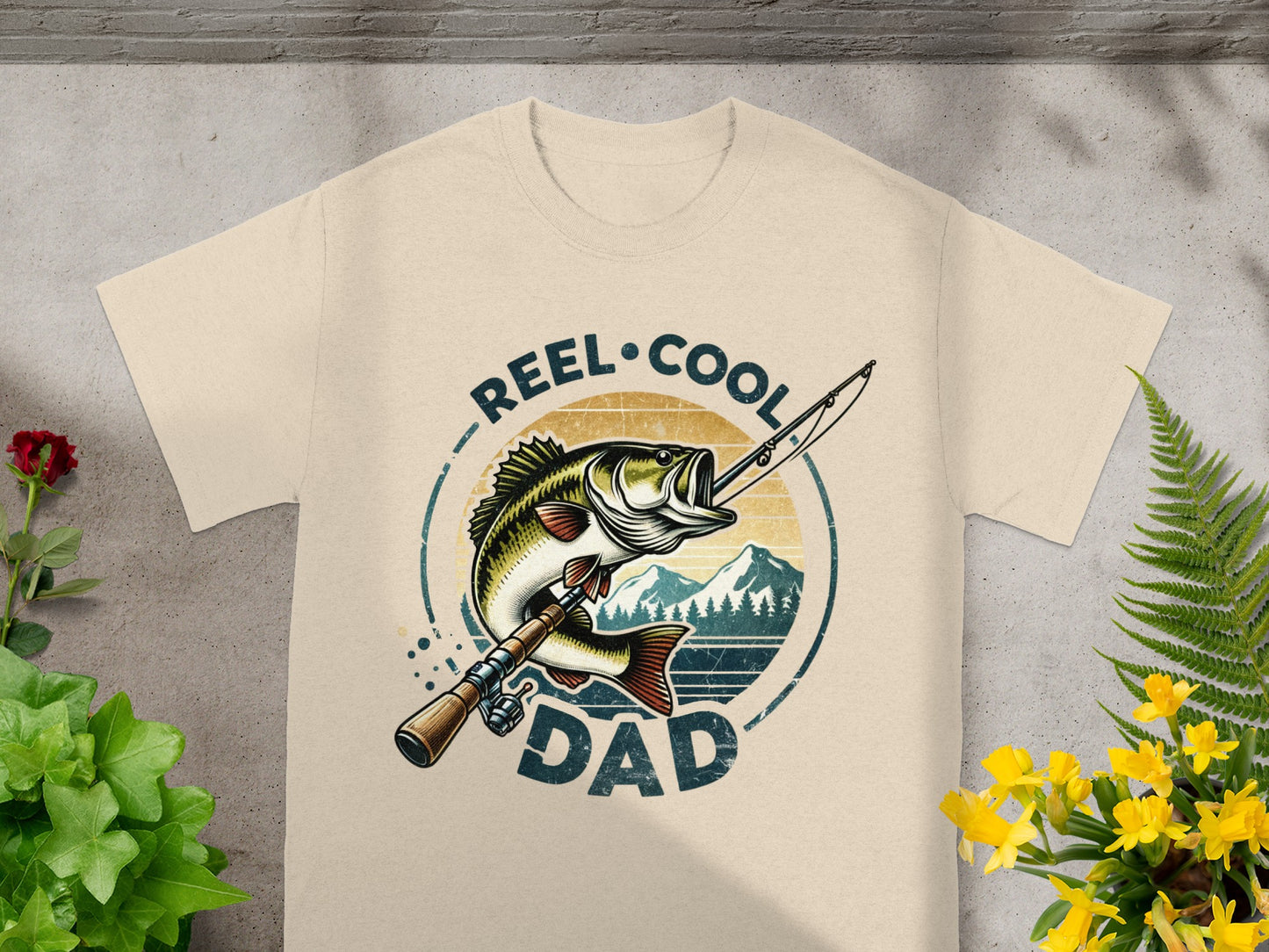 Reel Cool Dad Fishing Graphic Tee Shirt Gift