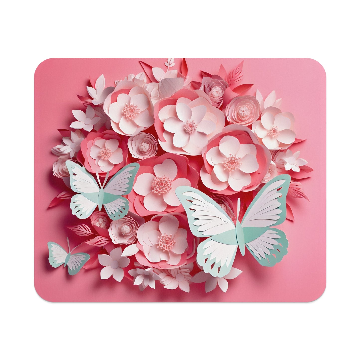 Pink Floral Bouquet with Butterflies Art Print