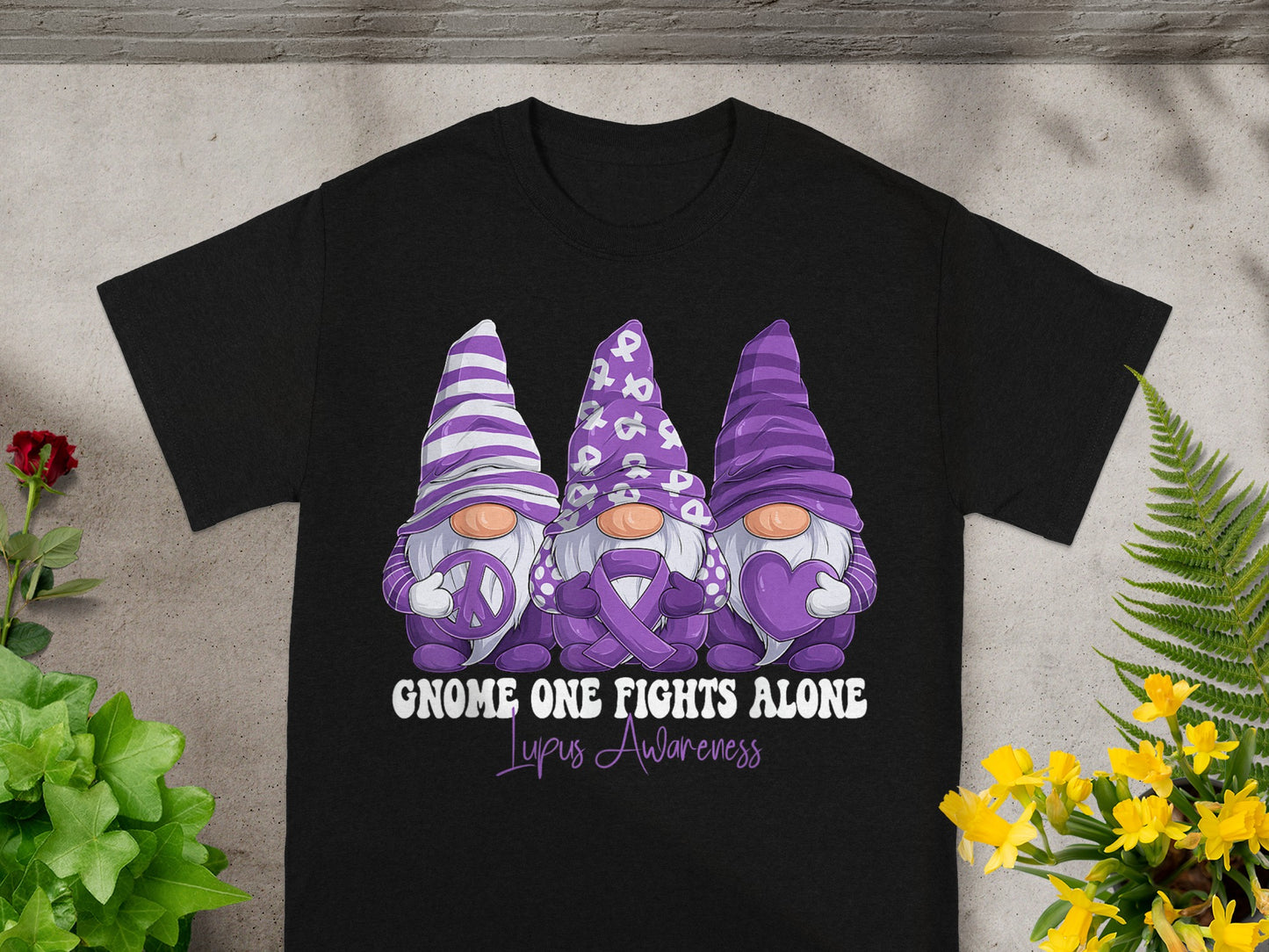 Gnome One Fights Alone Lupus Awareness T-Shirt