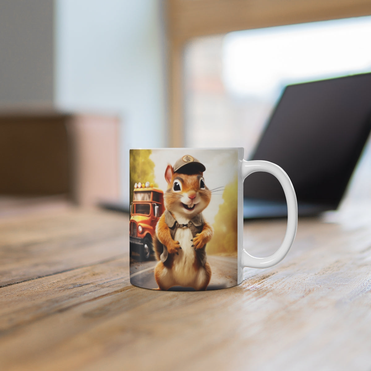 Adorable Cartoon Delivery Squirrel Mug for Coffee Lovers