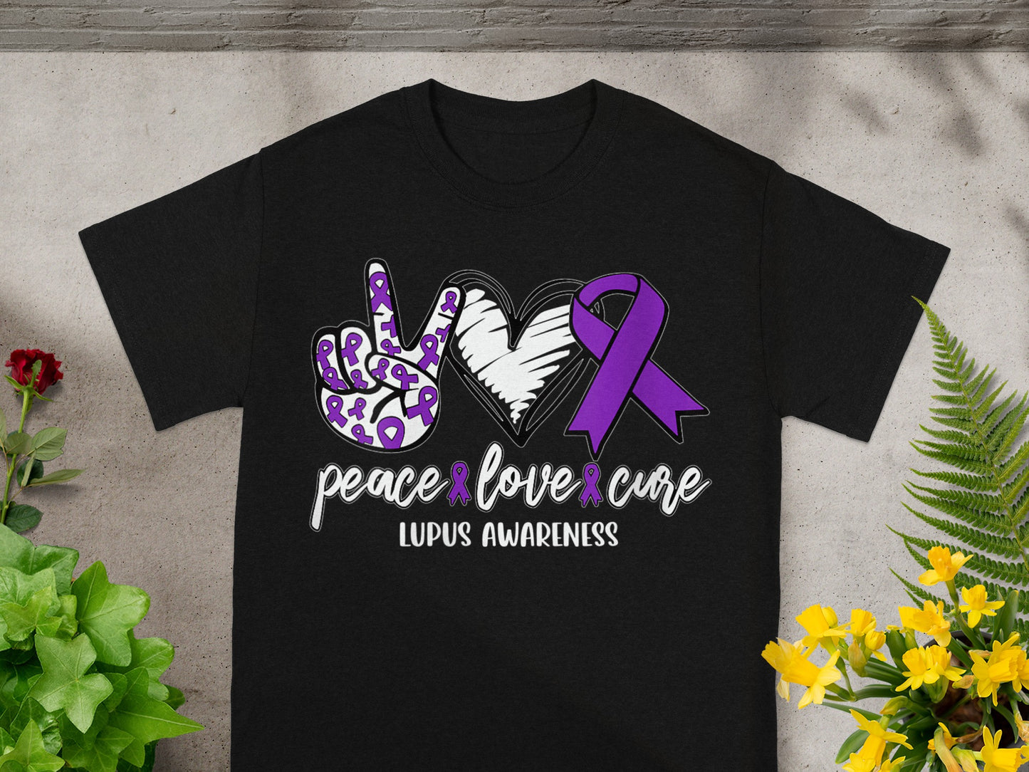 Peace Love Cure Lupus Awareness T-Shirt for Support
