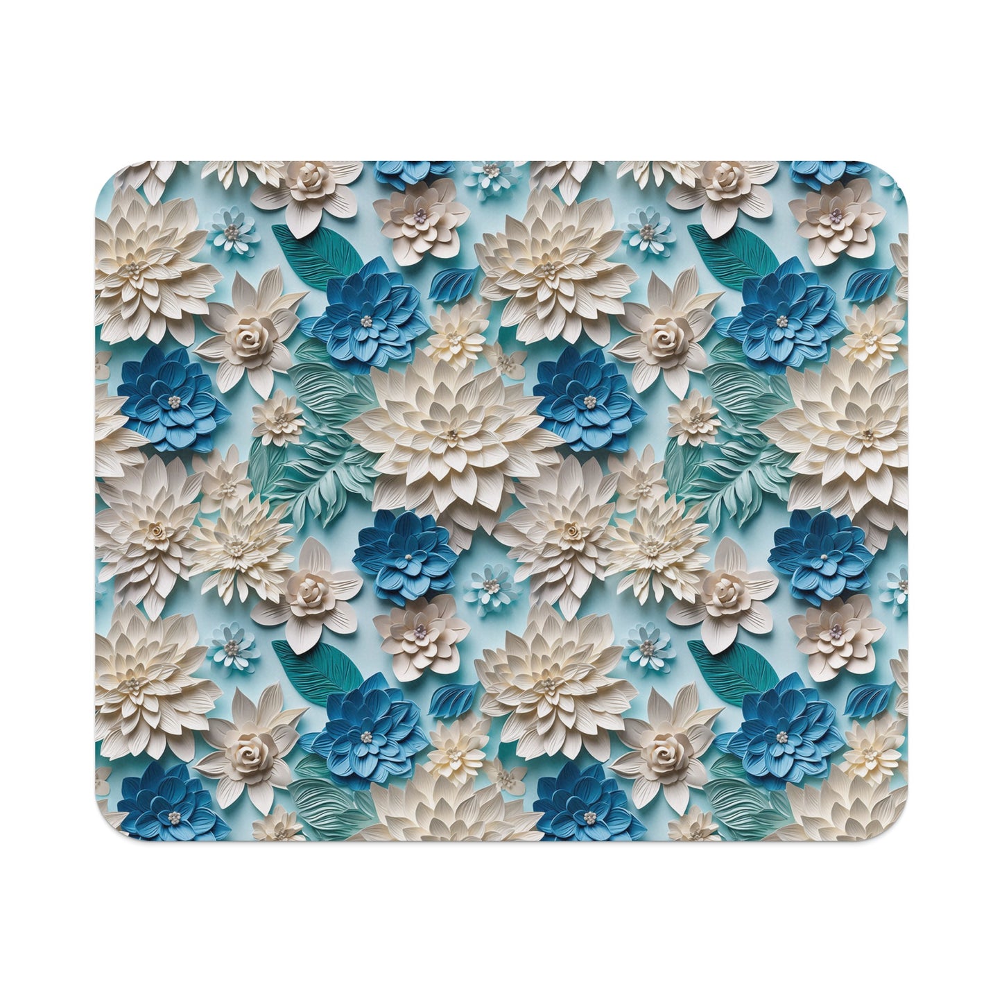 Blue and White Floral Design with Green Leaves product