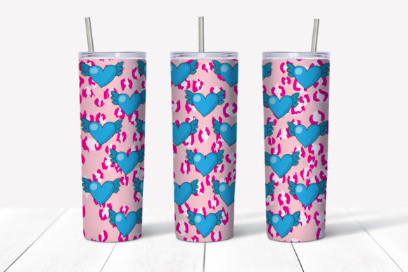 Blue Hearts with Wings tumbler