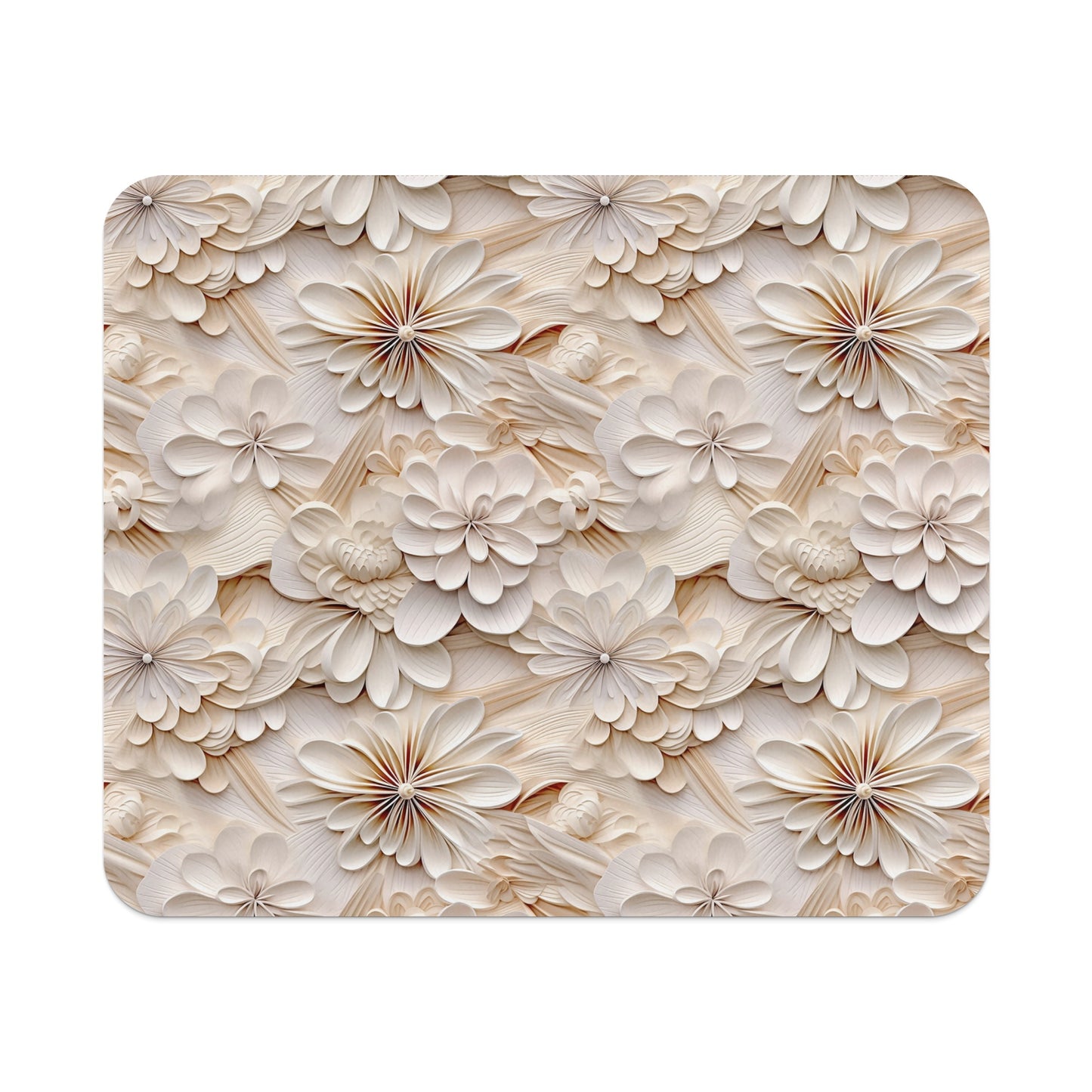 Elegant Beige Textured Floral Pattern Mousepad