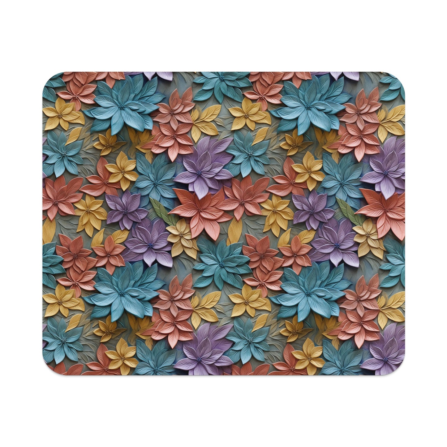 Vibrant Multicolored Floral Pattern Mouse Pad