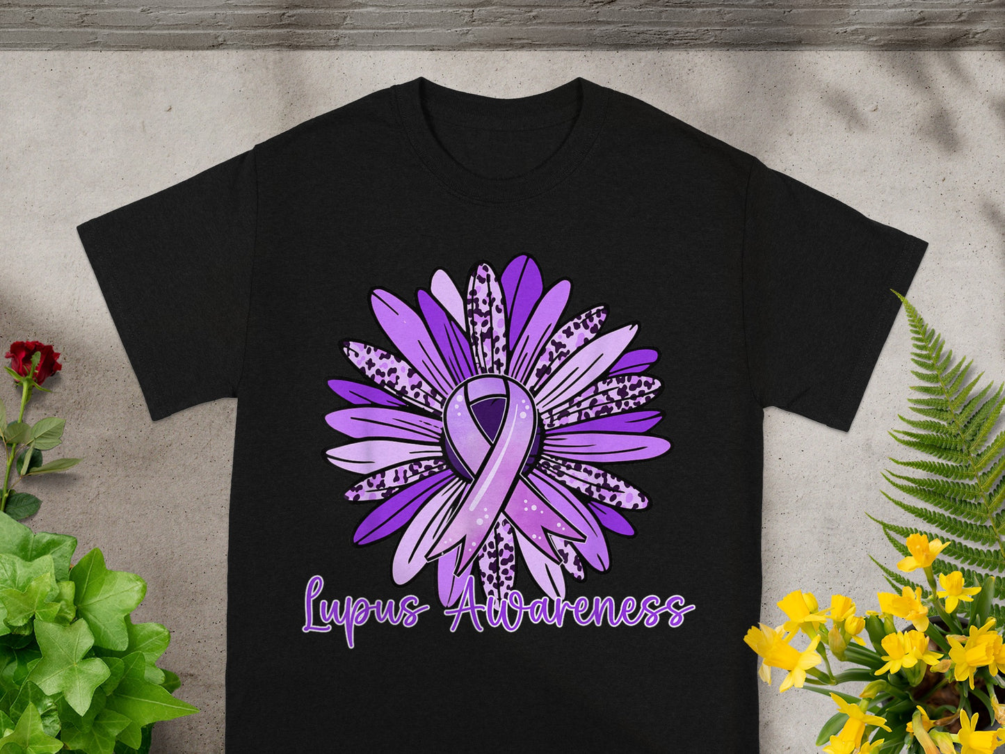 Lupus Awareness Purple Ribbon Flower T-Shirt