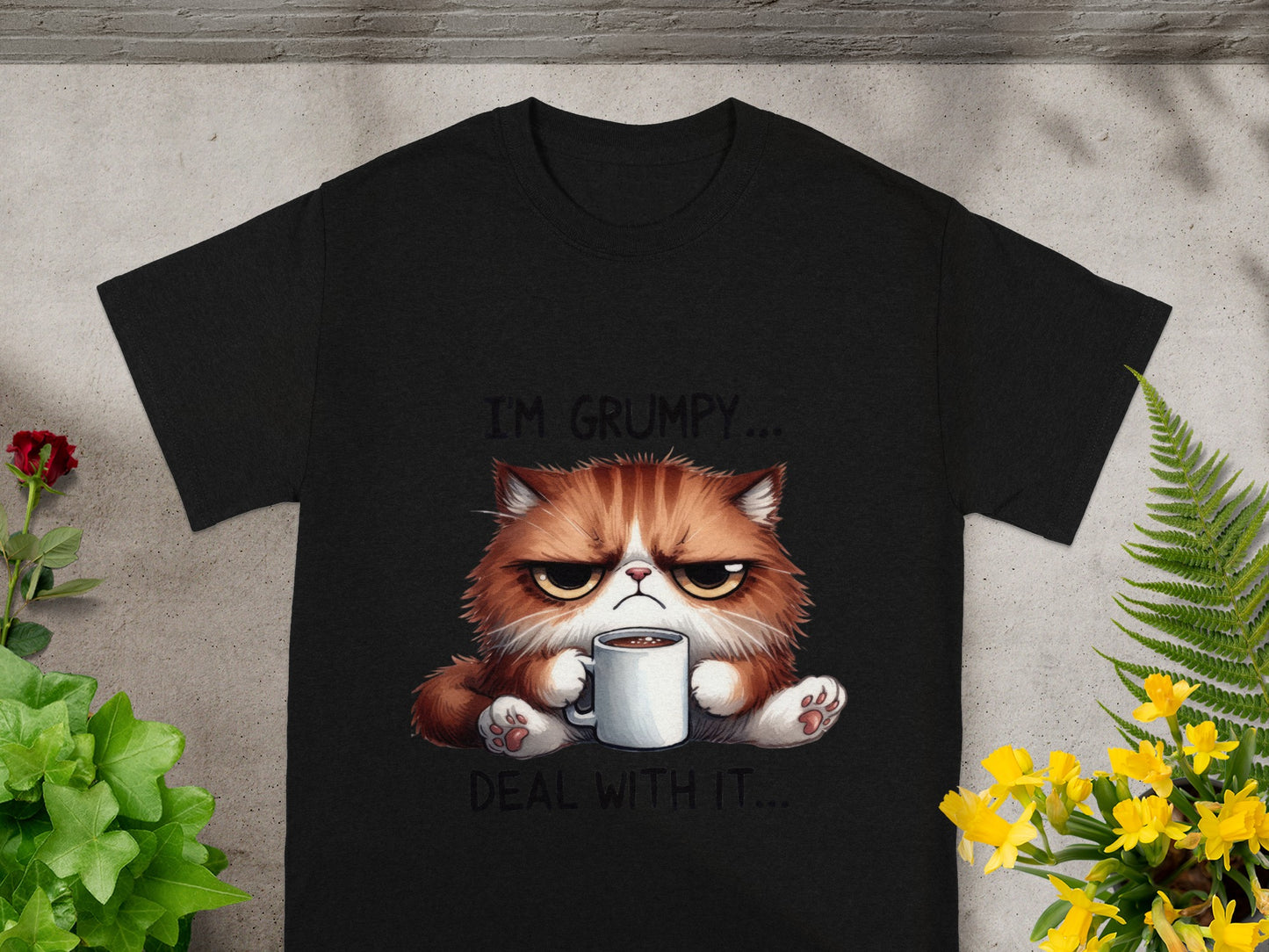 I'm Grumpy Deal With It Cat Graphic T-Shirt