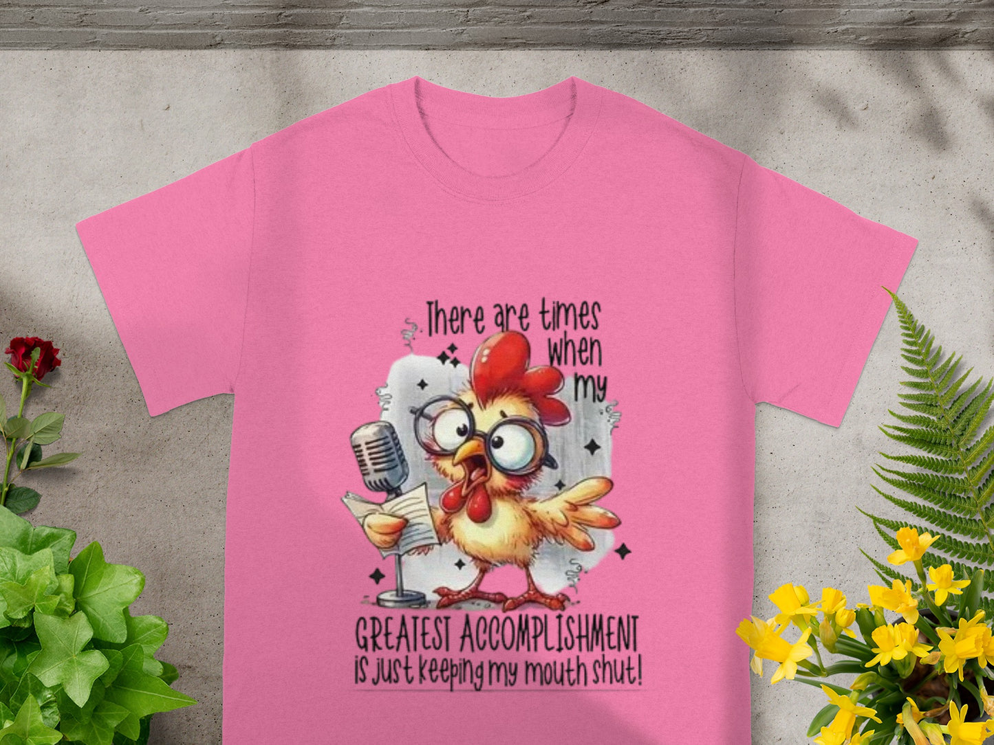 Funny Chicken Keeping Mouth Shut Accomplishment T-shirt