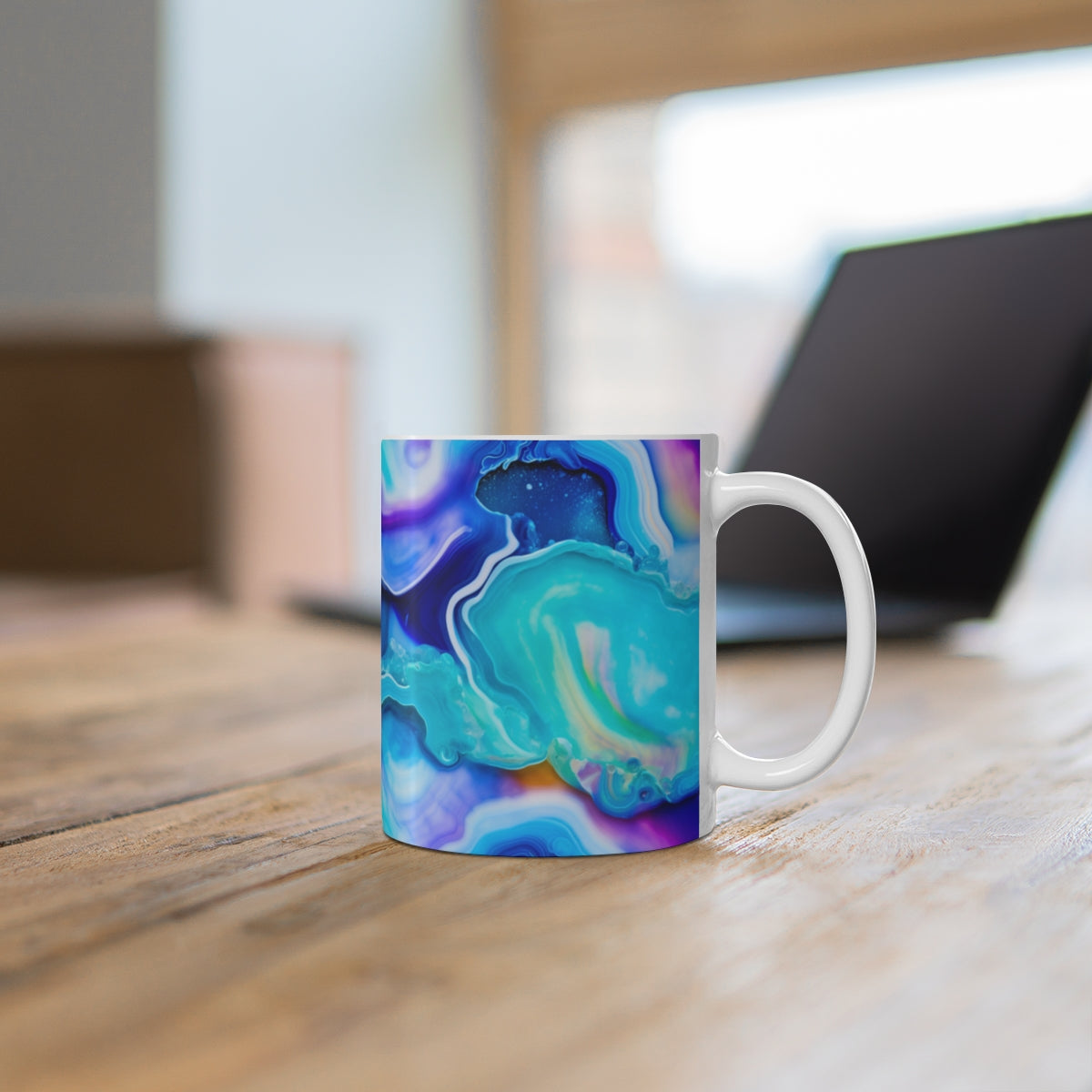 Abstract Multicolor Blue Swirl Pattern Coffee Mug
