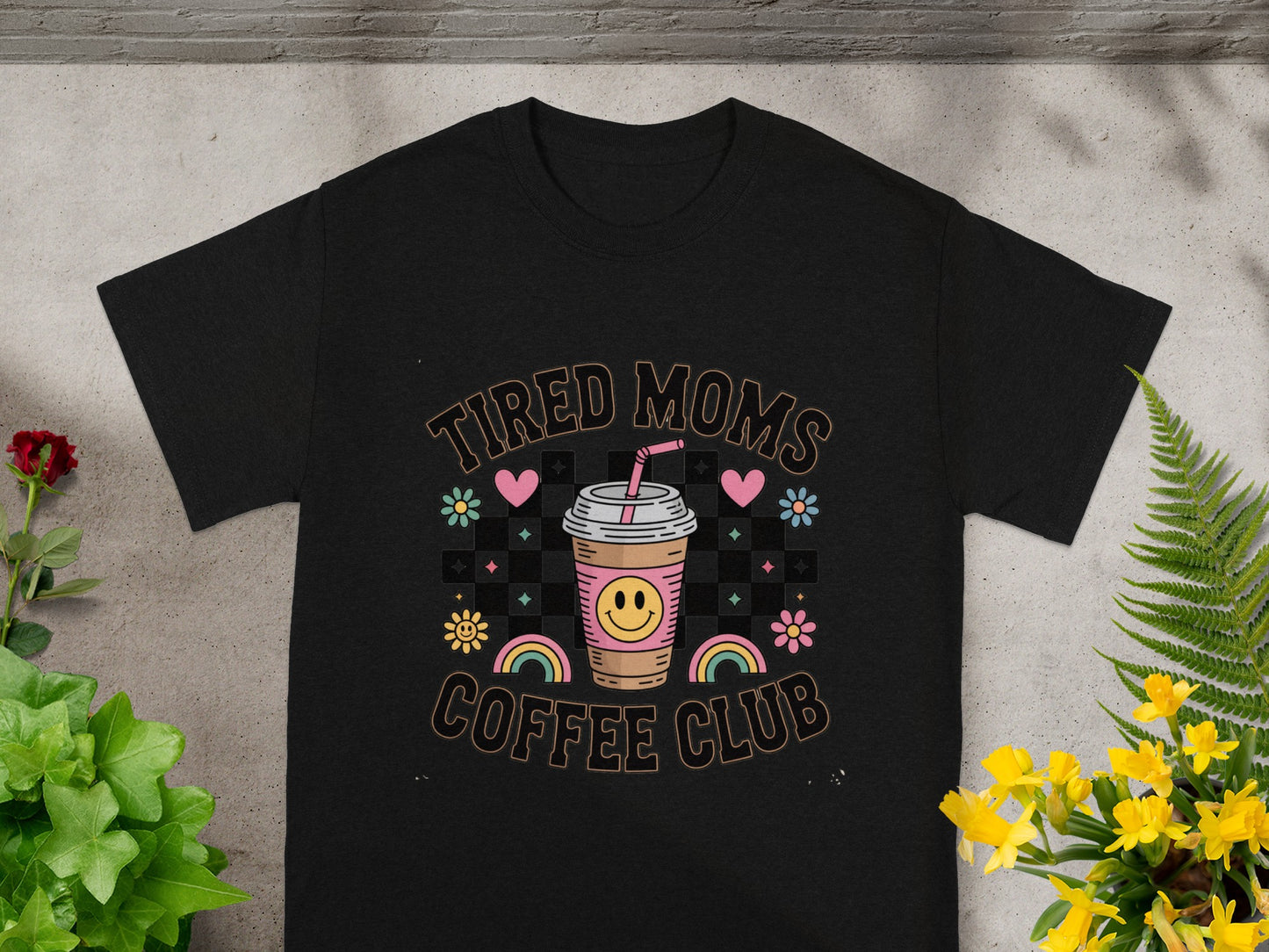 Tired Moms Coffee Club Shirt with Fun Graphic Design