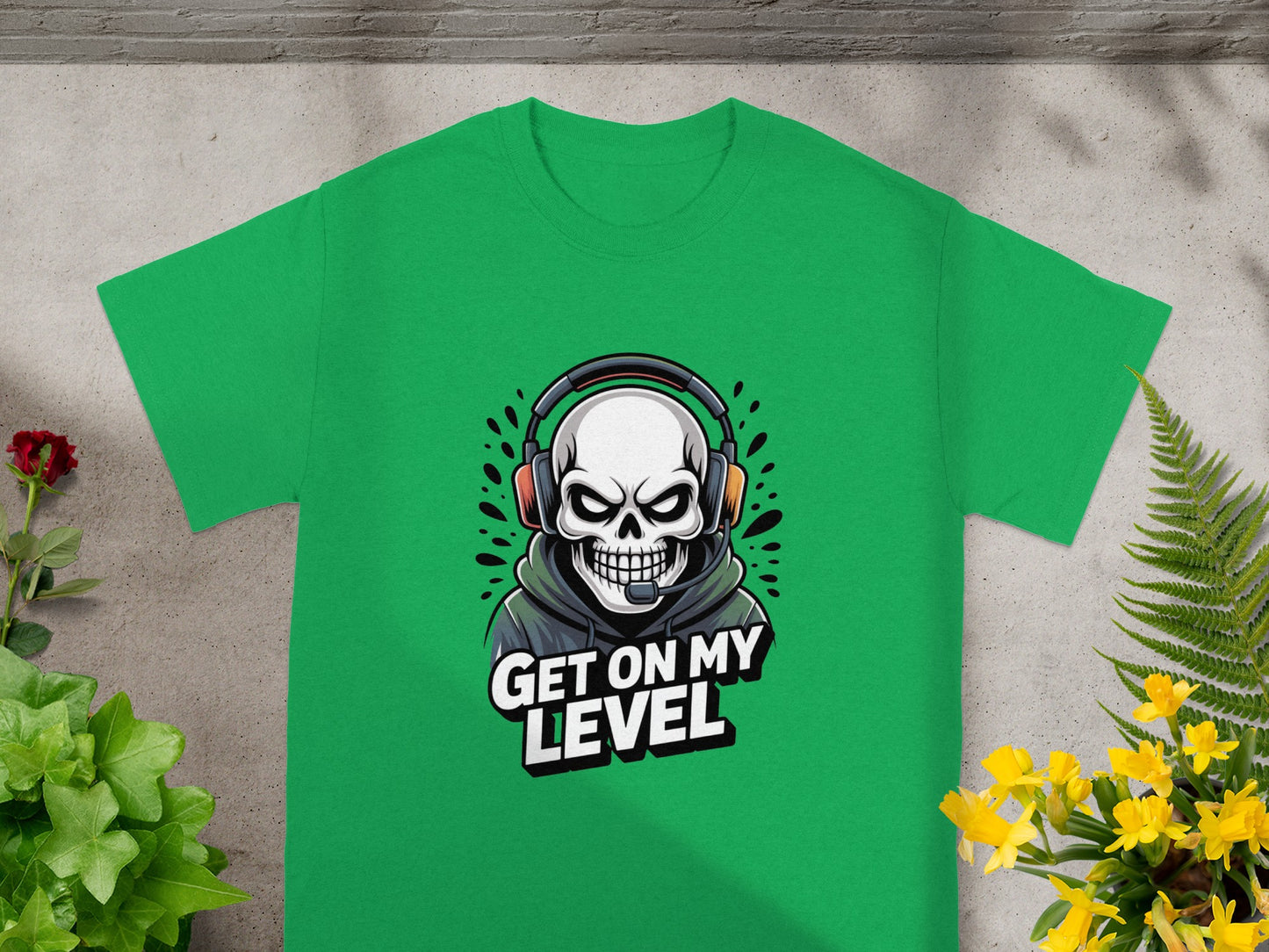Get On My Level Skull with Headphones T-shirt