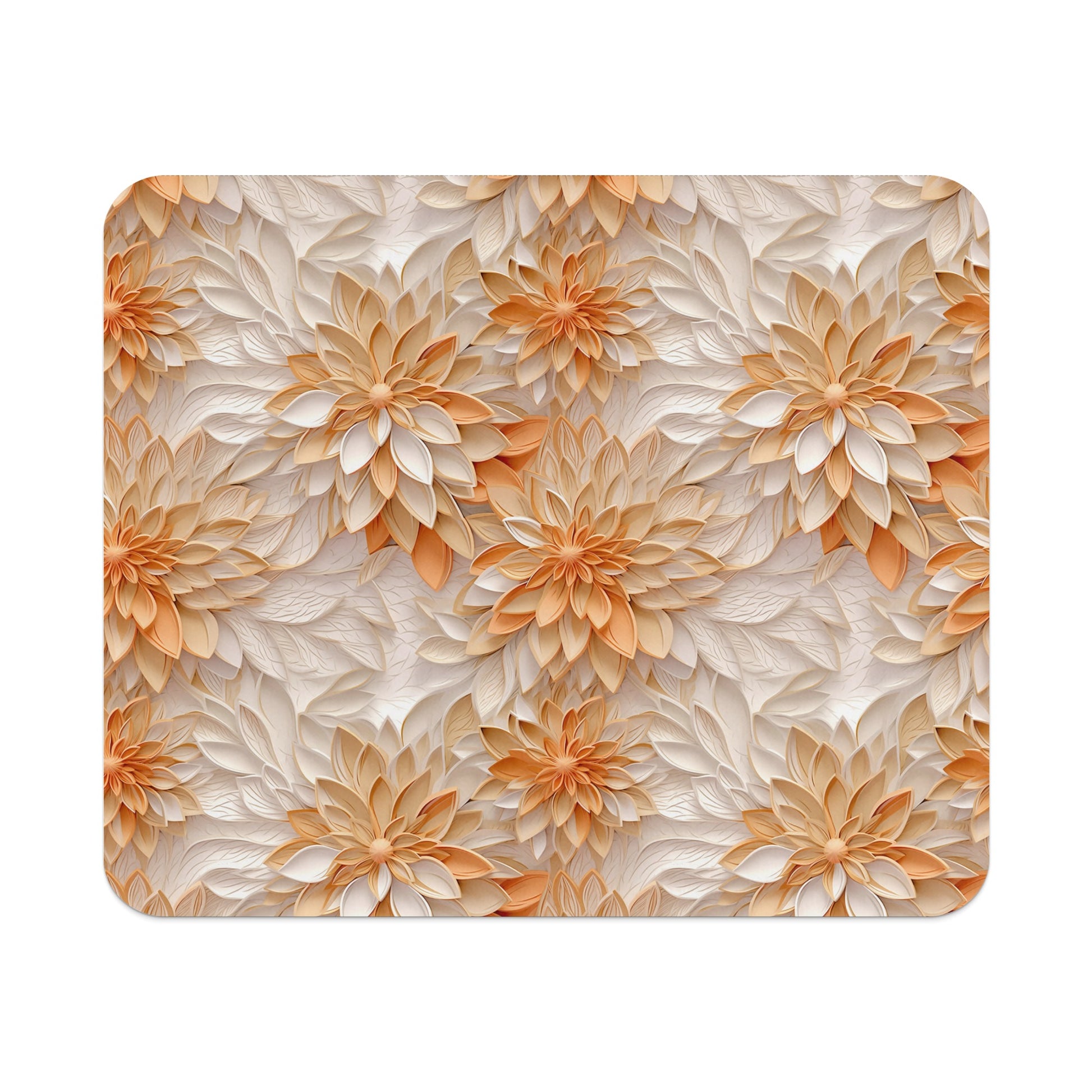 Floral Pattern Beige and Orange Mousepad