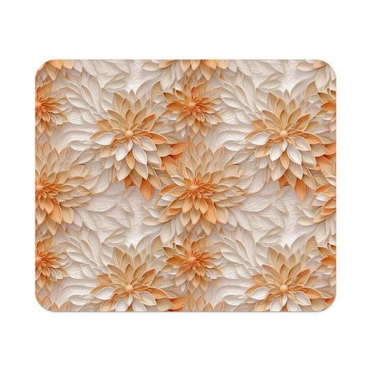 Floral Pattern Beige and Orange Mousepad