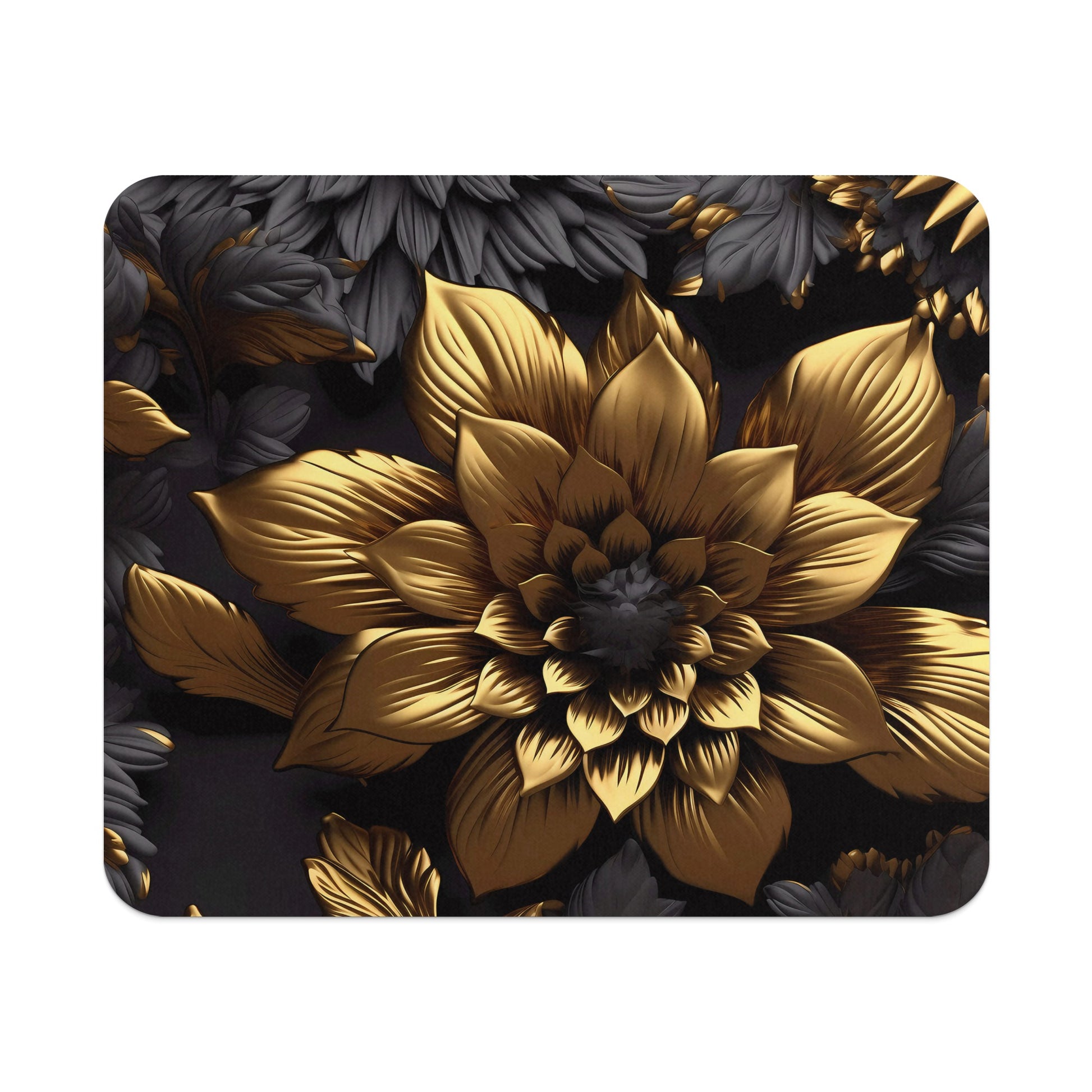 Elegant Golden Flower Pattern Design Mouse Pad