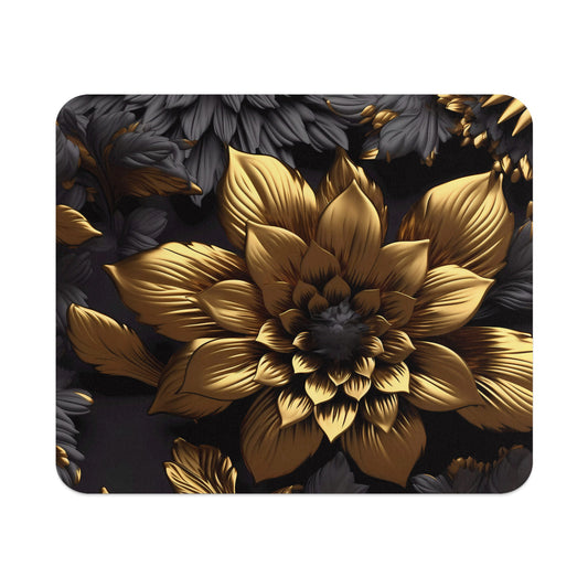 Elegant Golden Flower Pattern Design Mouse Pad
