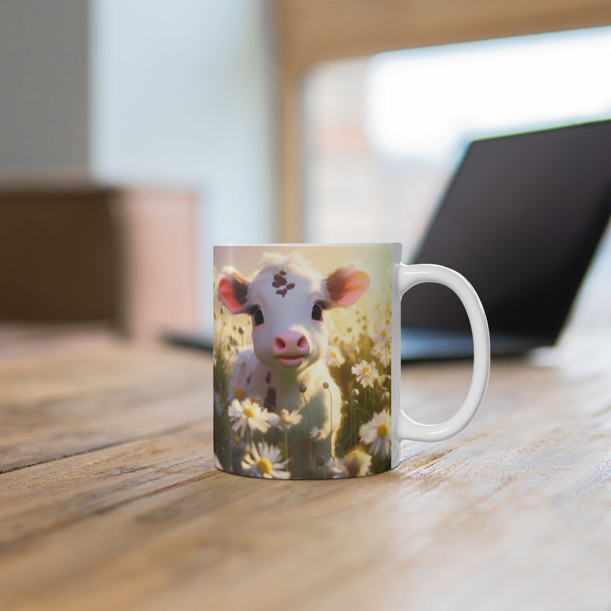Cute Calf Among Daisies Coffee Mug Perfect Gift Item
