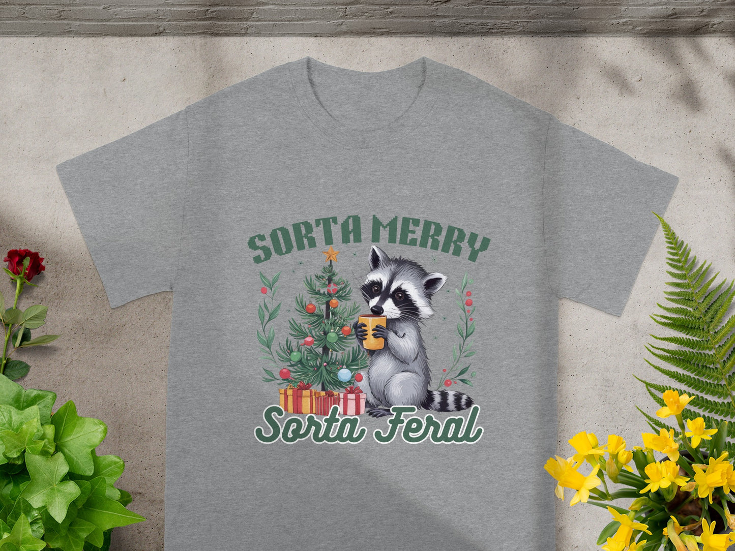 Sorta Merry Sorta Feral Christmas Raccoon Shirt
