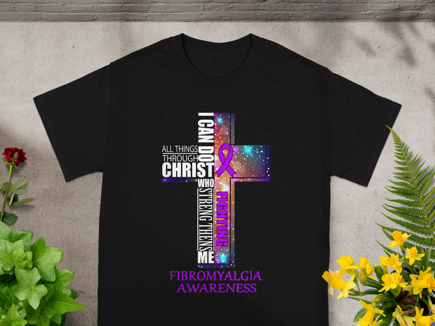 Inspirational Cross Fibromyalgia Awareness T-Shirt