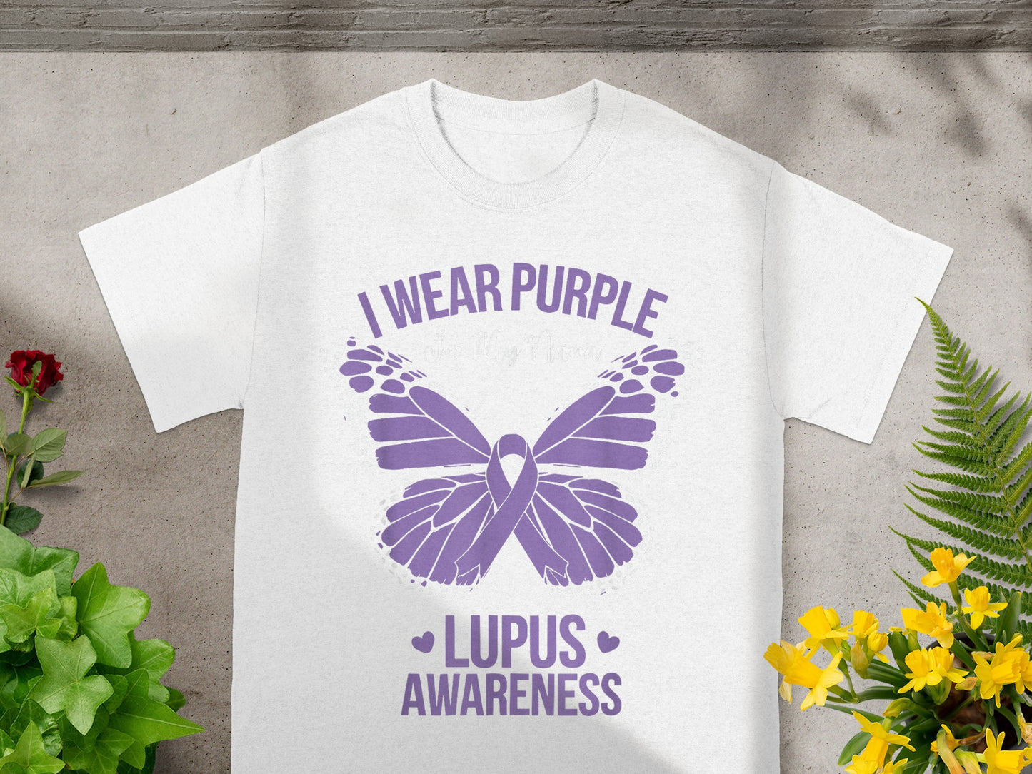 I Wear Purple Lupus Awareness Butterfly Design Shirt