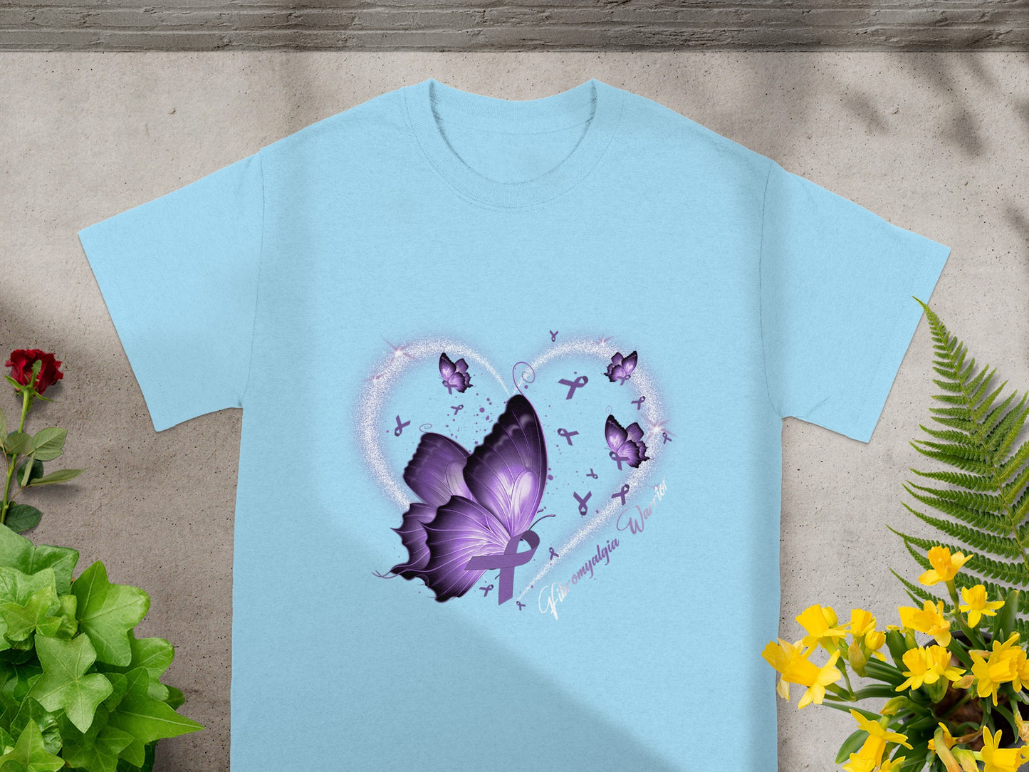 Fibromyalgia Warrior Purple Butterfly Heart T-shirt