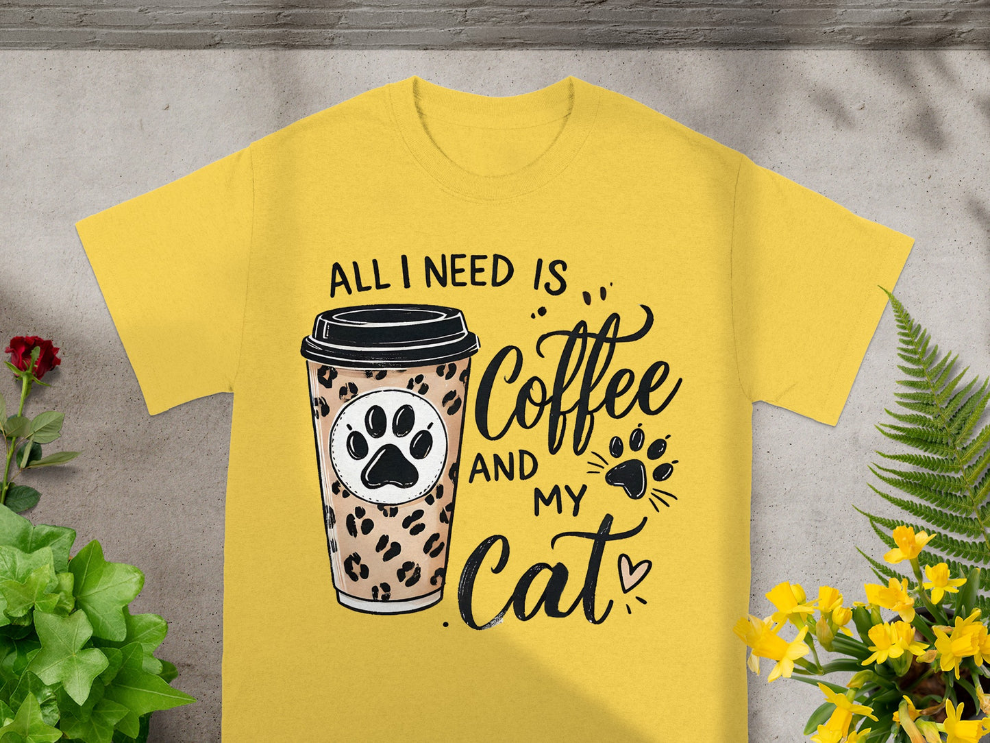 All I Need Is Coffee And My Cat Graphic T-shirt