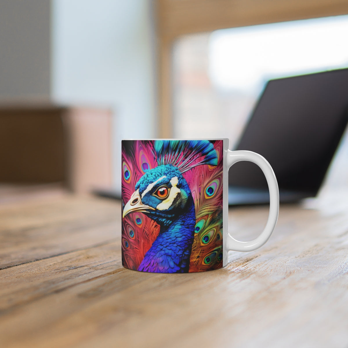 Colorful Peacock Design Mug Perfect for Coffee Lovers