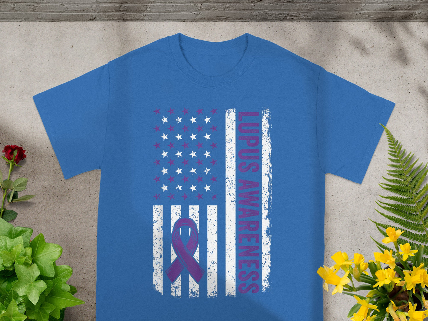 Lupus Awareness American Flag Ribbon Design T-shirt