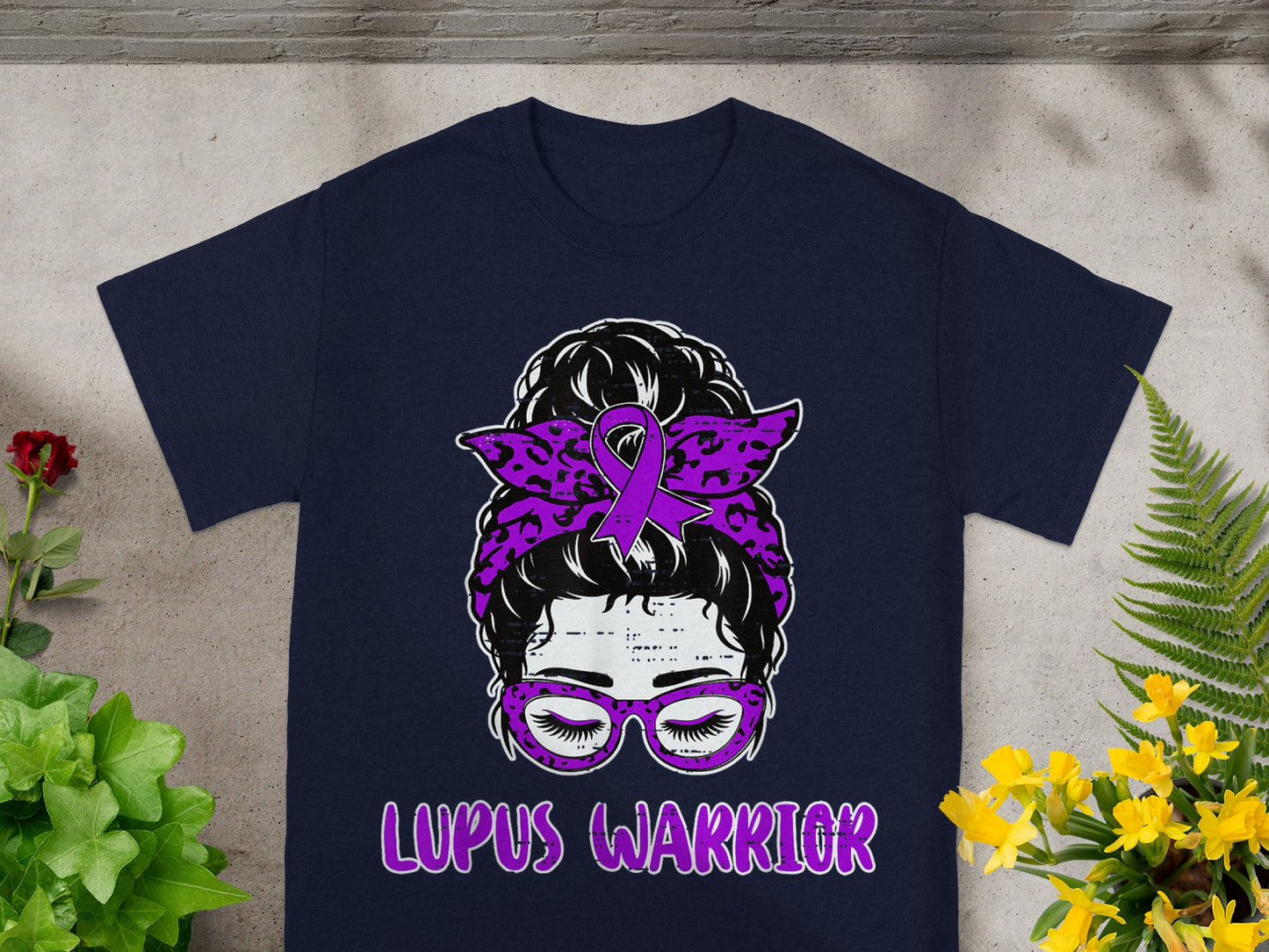 Lupus Warrior Graphic Tee with Purple Ribbon Design