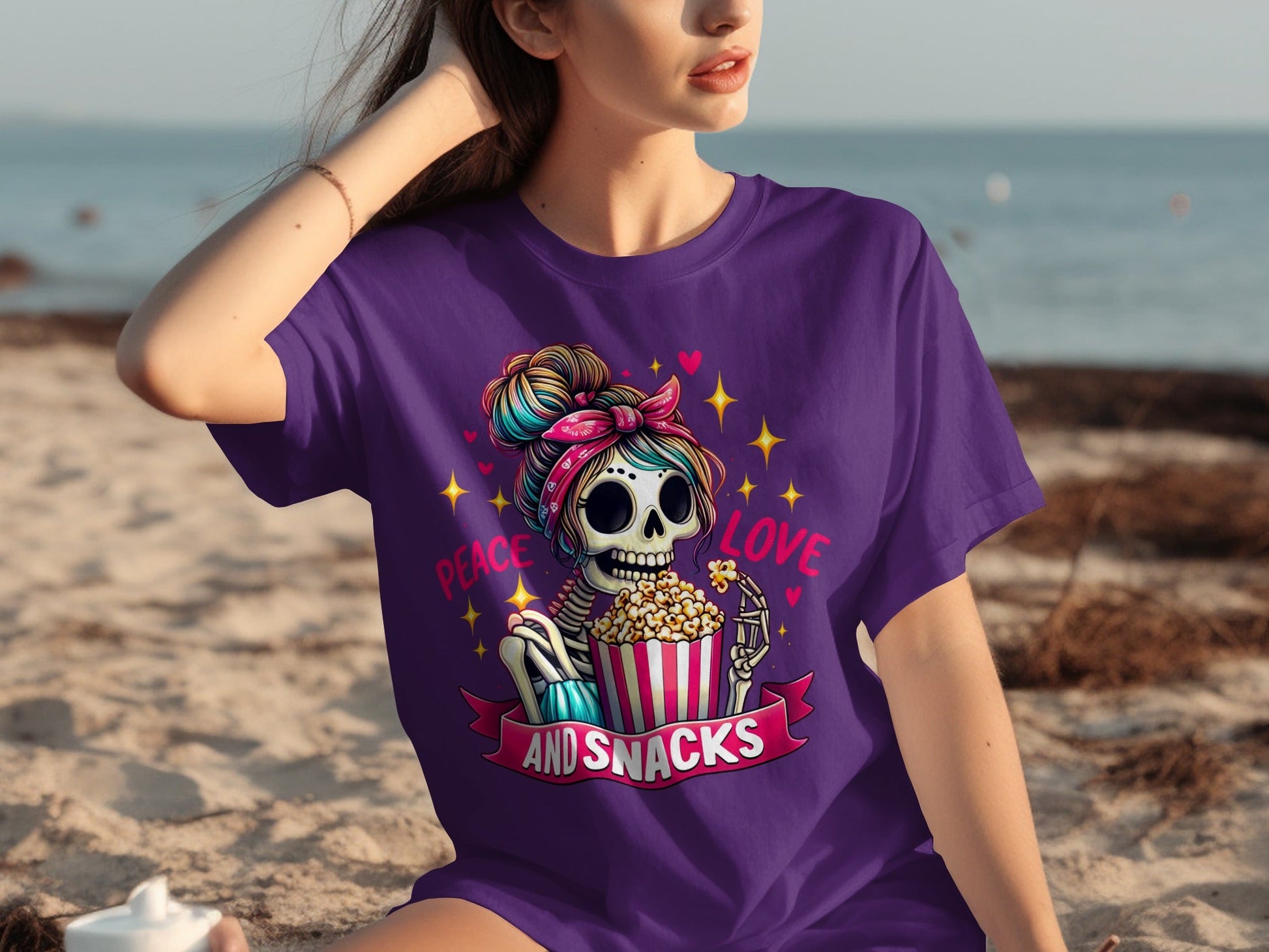 Peace Love and Snacks Graphic Tee Shirt for Casual Wear