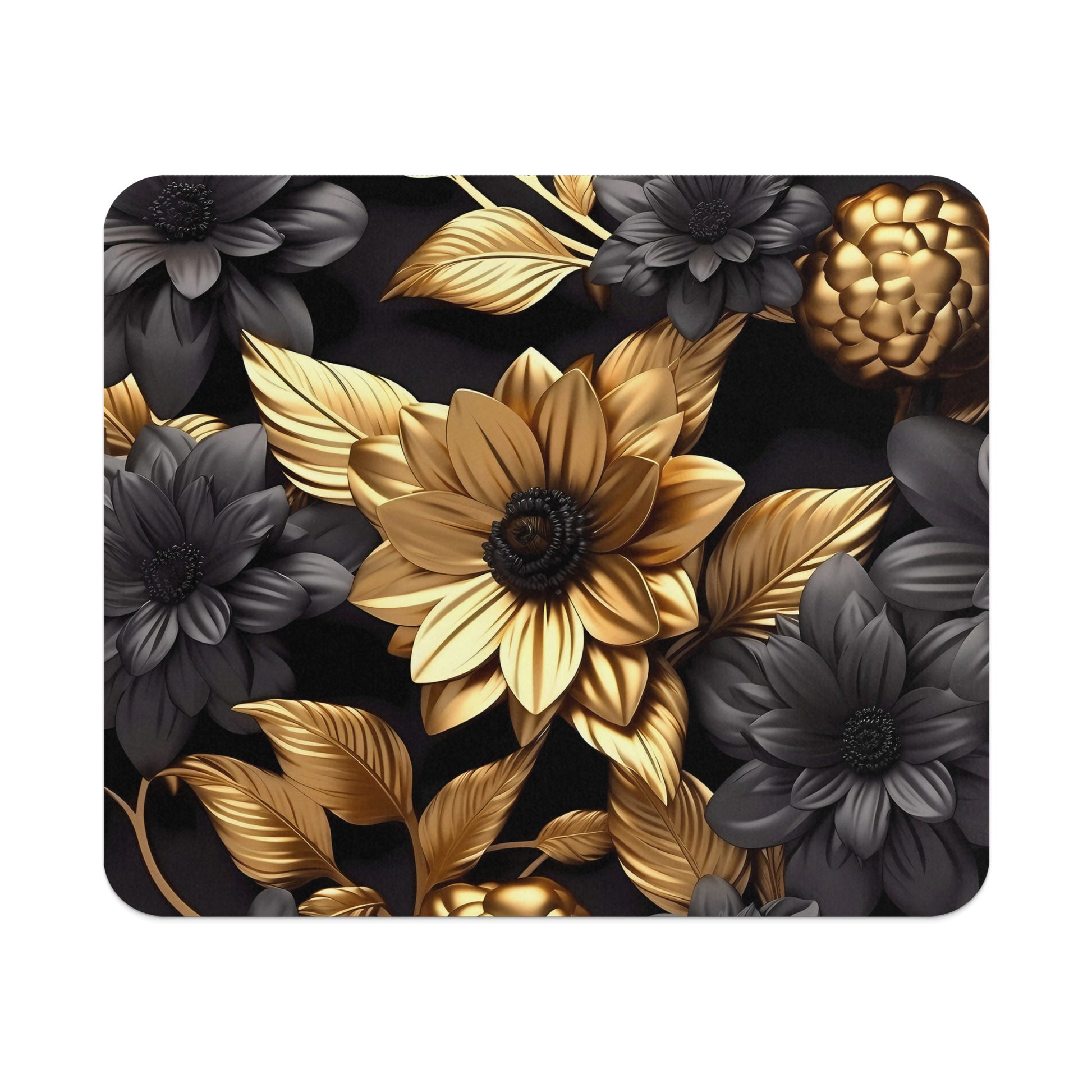 Elegant Golden Flower and Black Floral Artwork product