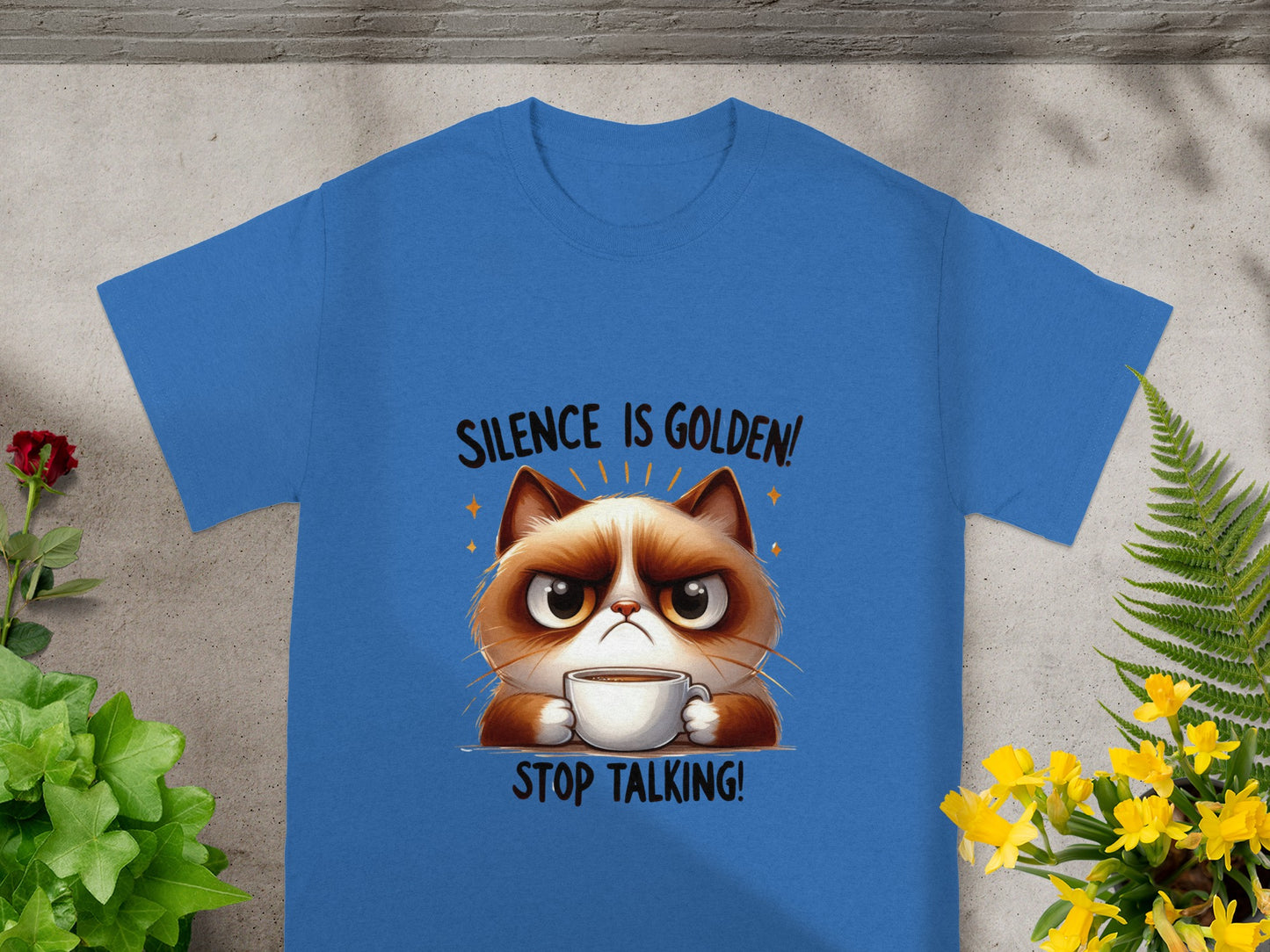 Silence is Golden Stop Talking Cat Graphic Shirt